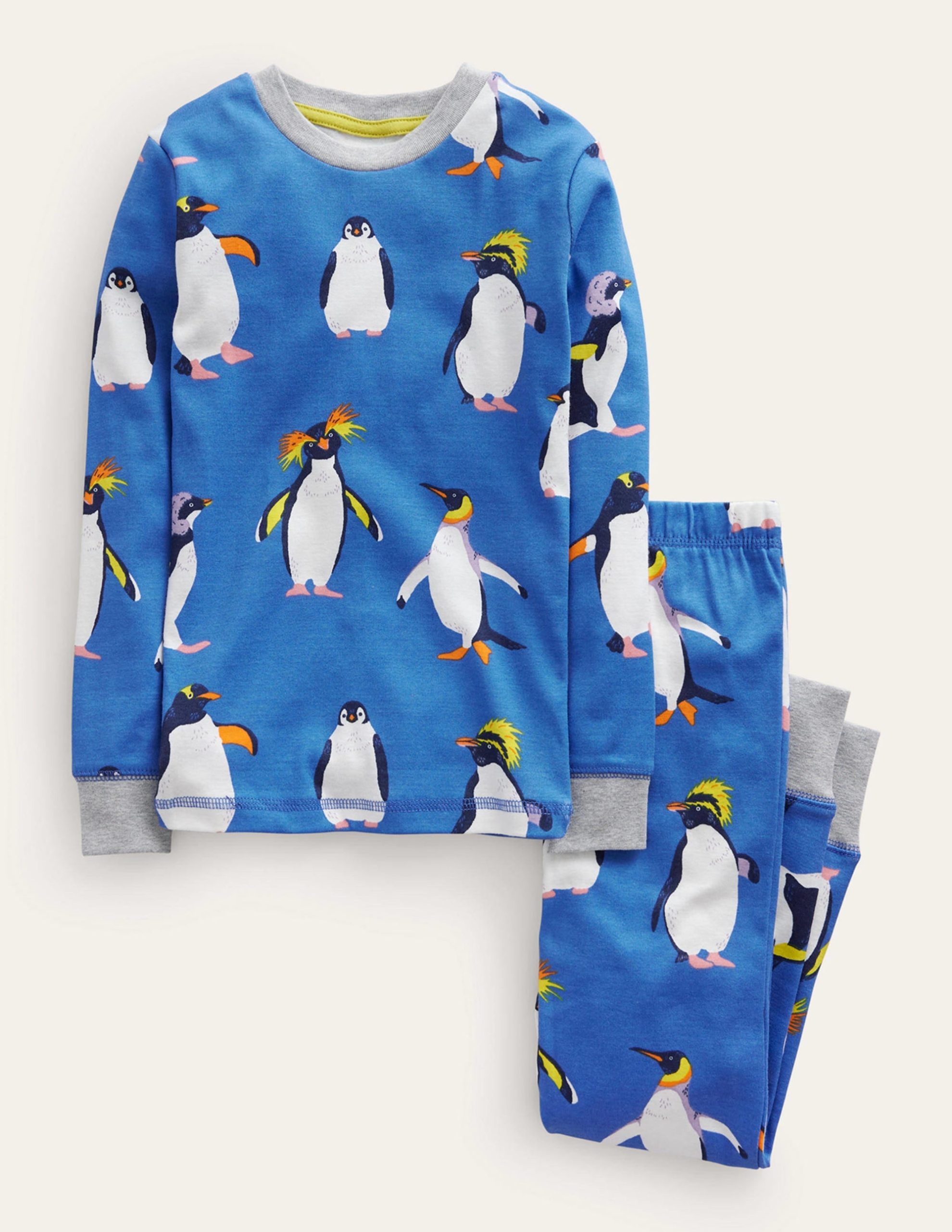 Snug Long John Pajamas-Blue Penguins - Image 2