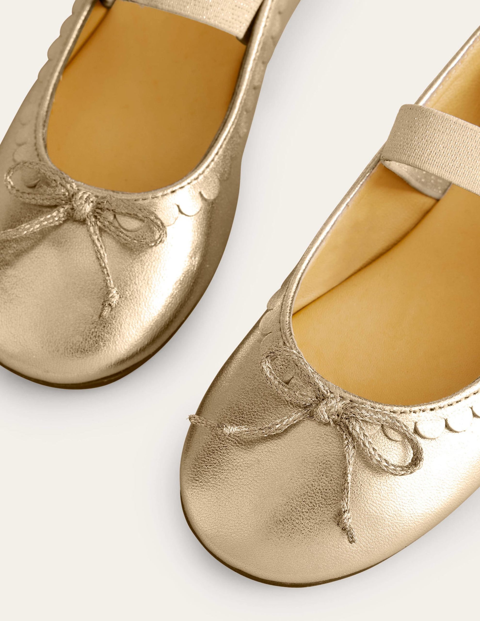 Leather Ballet Flats-Gold Metallic - Image 3