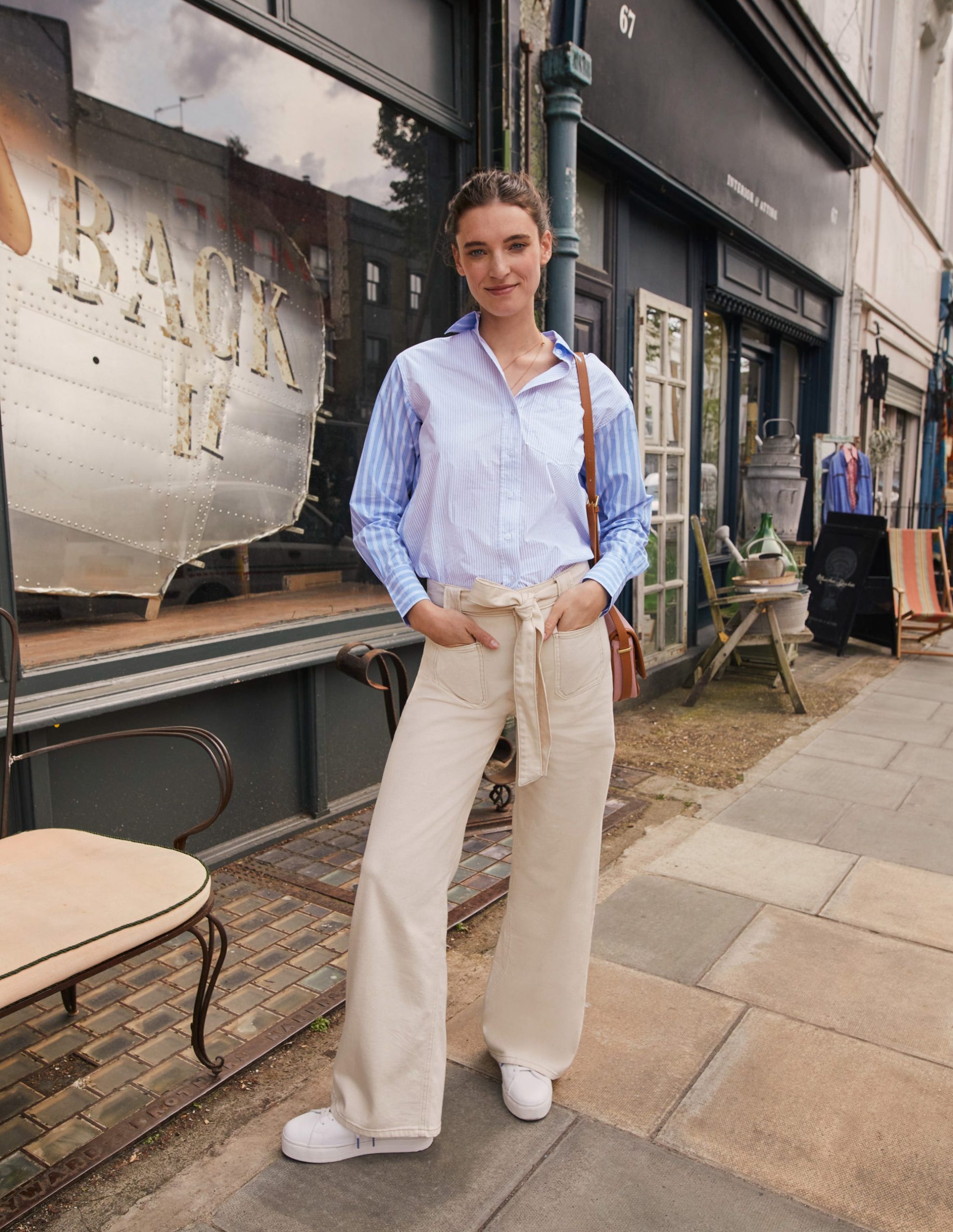 Leather Flatform Sneakers-White Tumbled Leather - Image 6