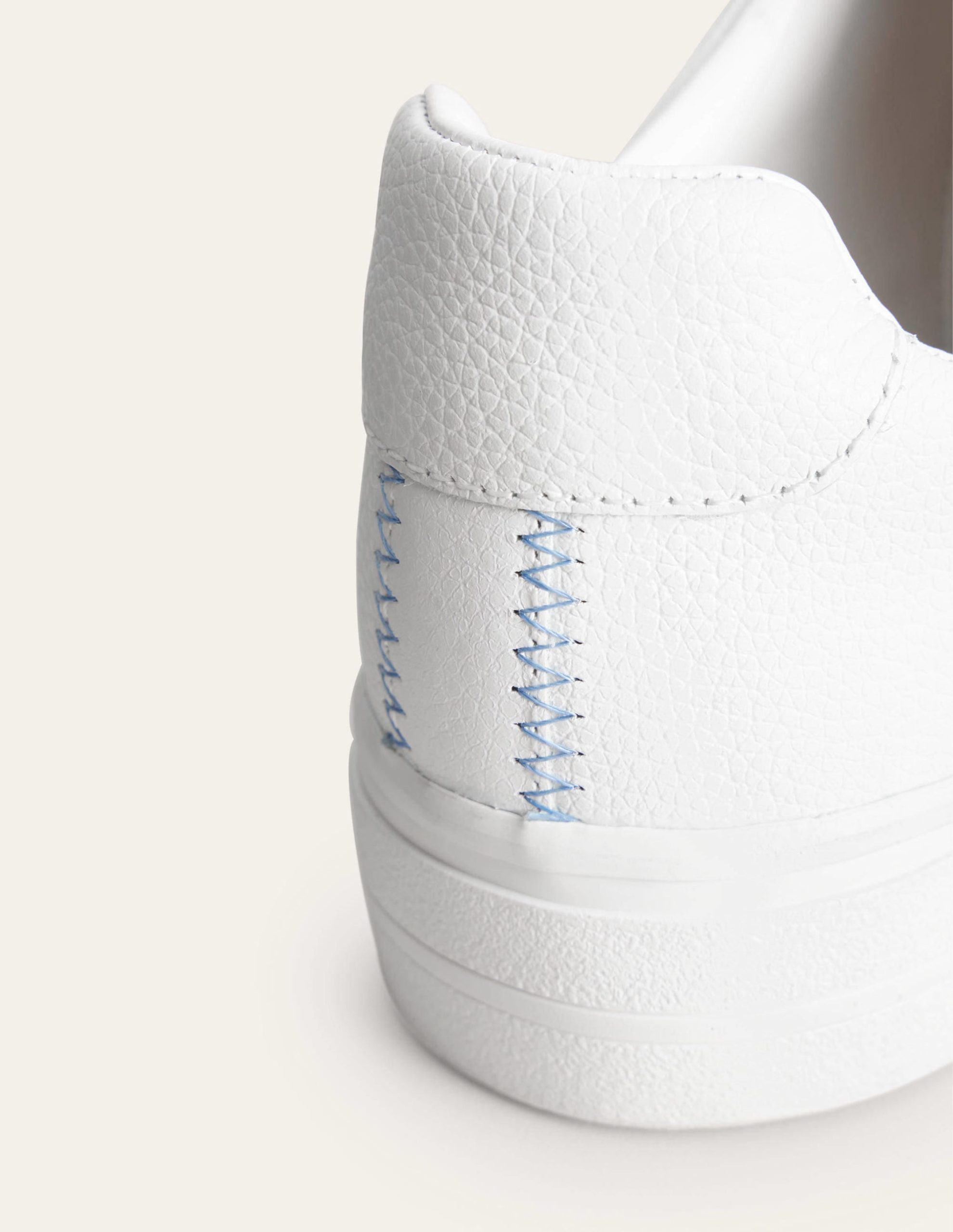 Leather Flatform Sneakers-White Tumbled Leather - Image 4