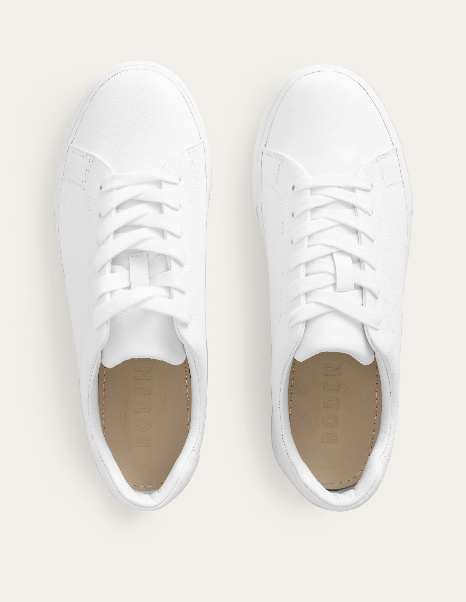 Leather Flatform Sneakers-White Tumbled Leather - Image 5
