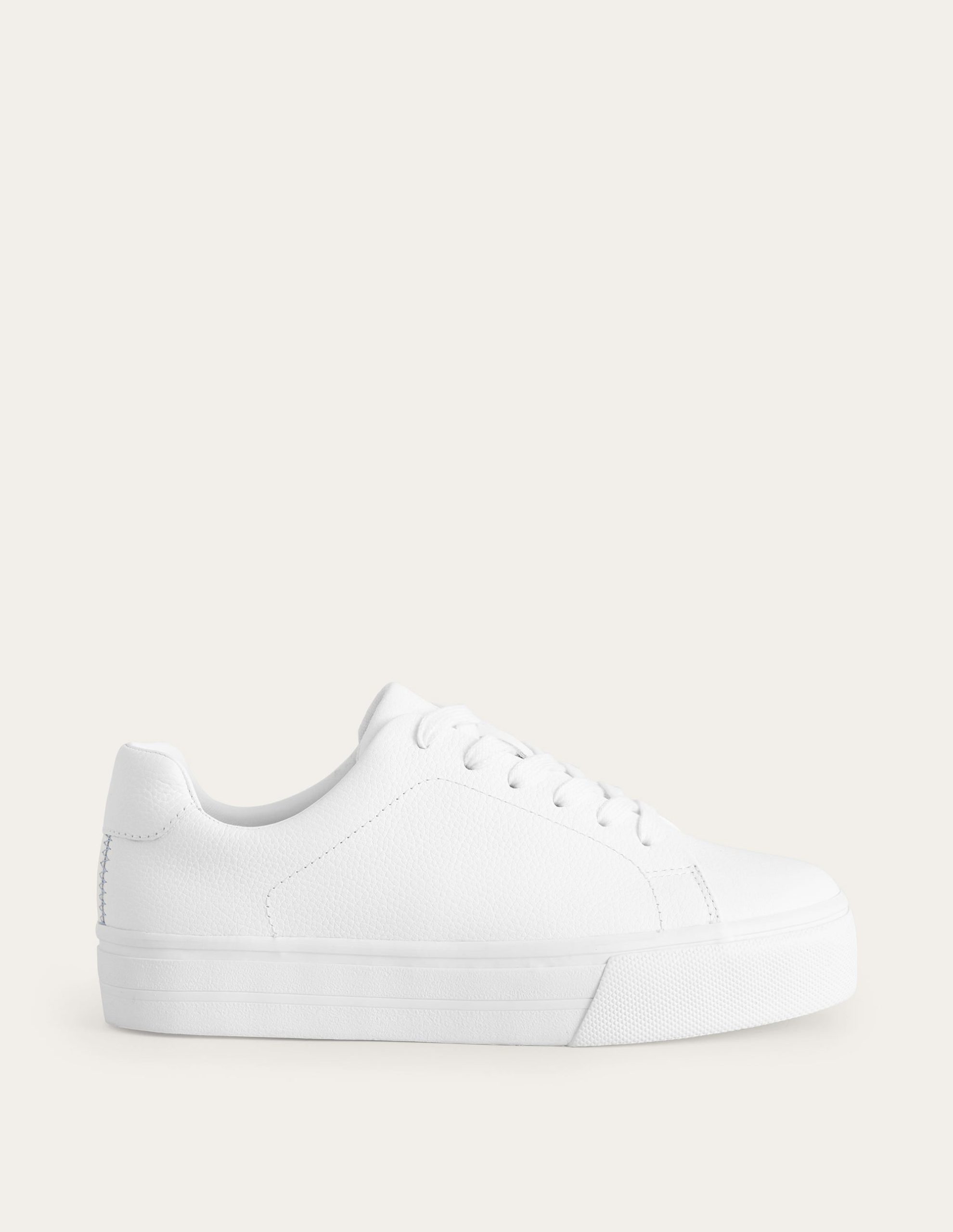 Leather Flatform Sneakers-White Tumbled Leather - Image 2