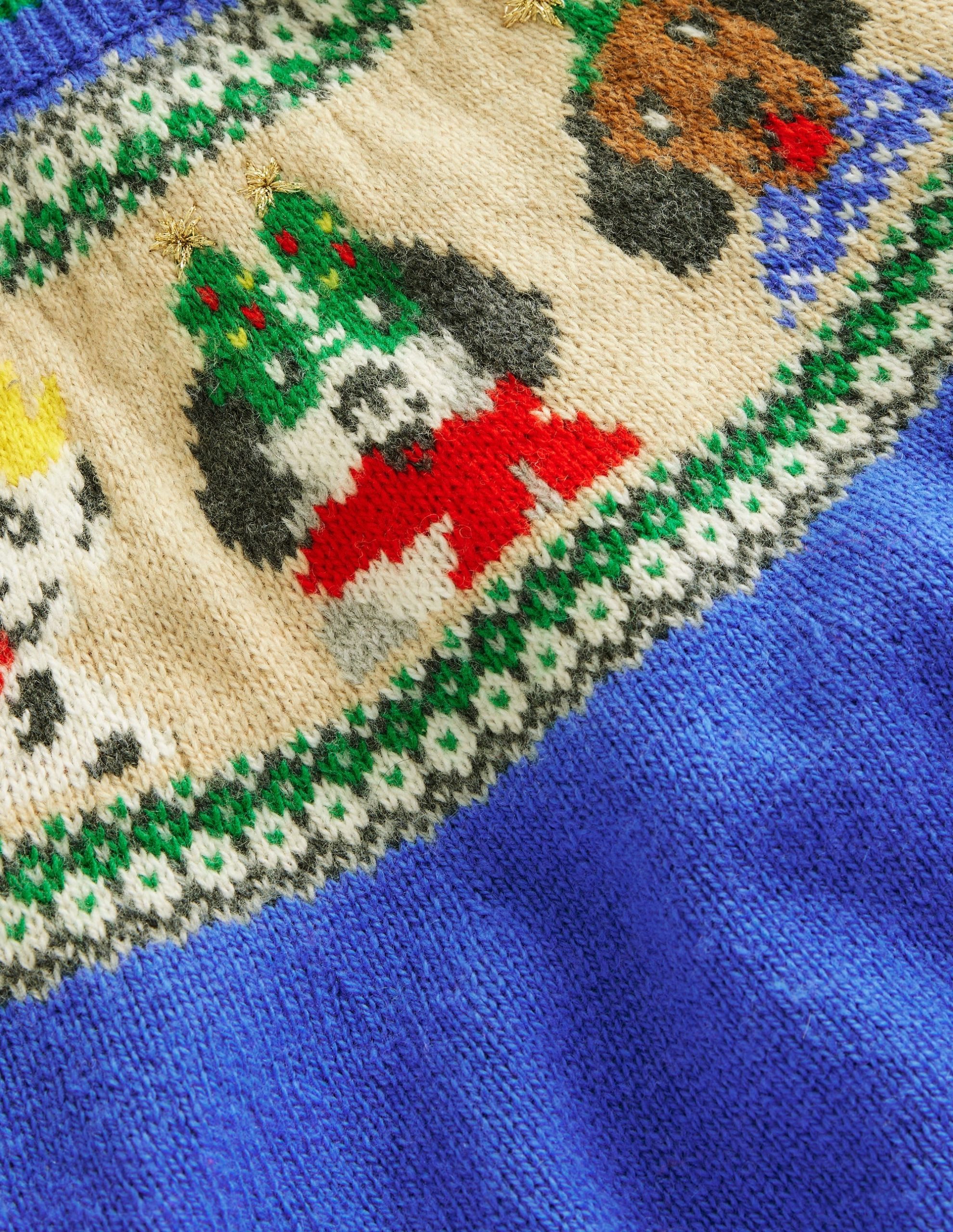 Fair Isle Sweater-Greek Blue Festive Dogs - Image 7