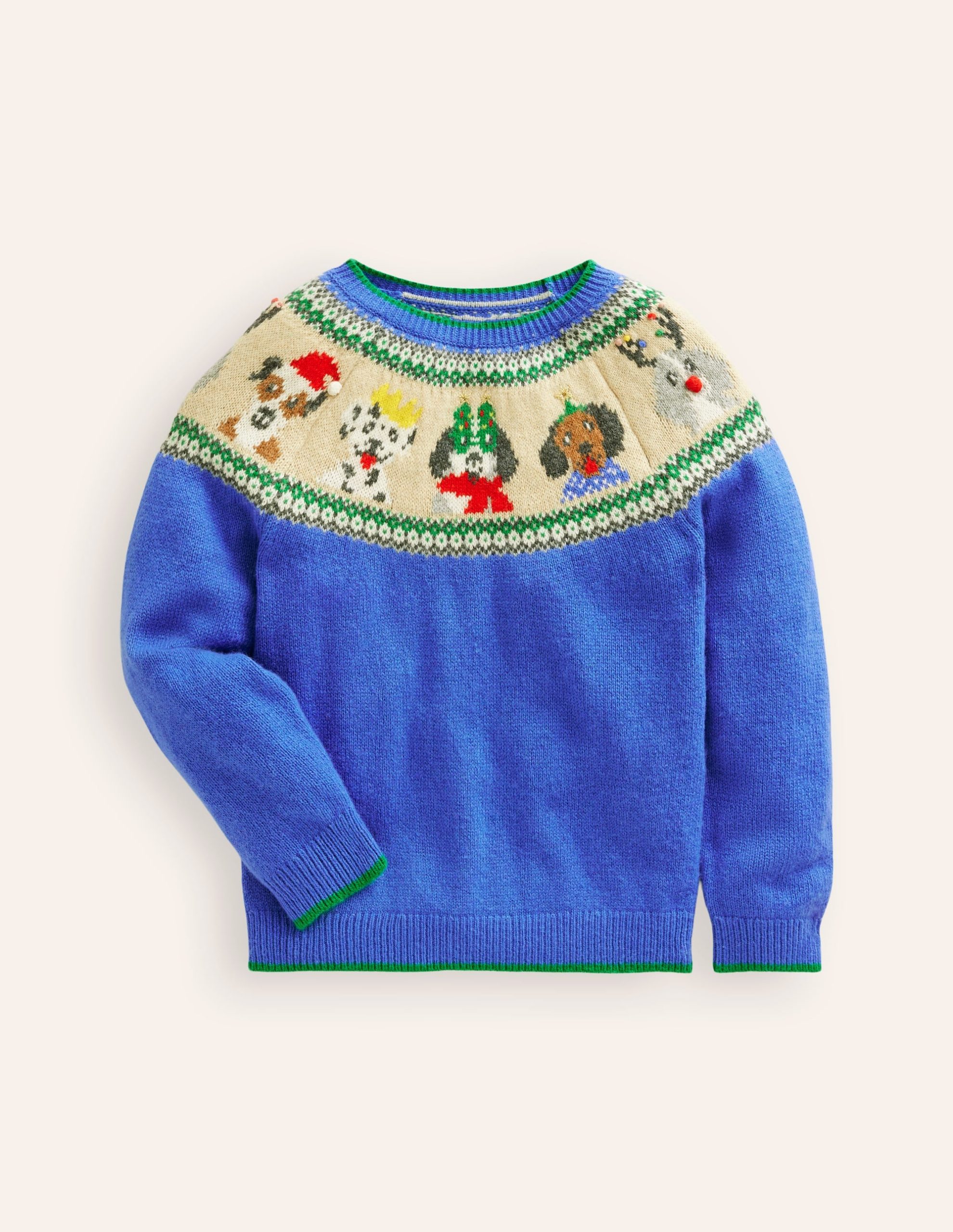 Fair Isle Sweater-Greek Blue Festive Dogs - Image 5