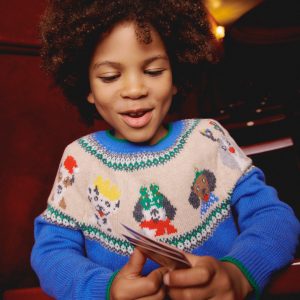 Fair Isle Sweater-Greek Blue Festive Dogs