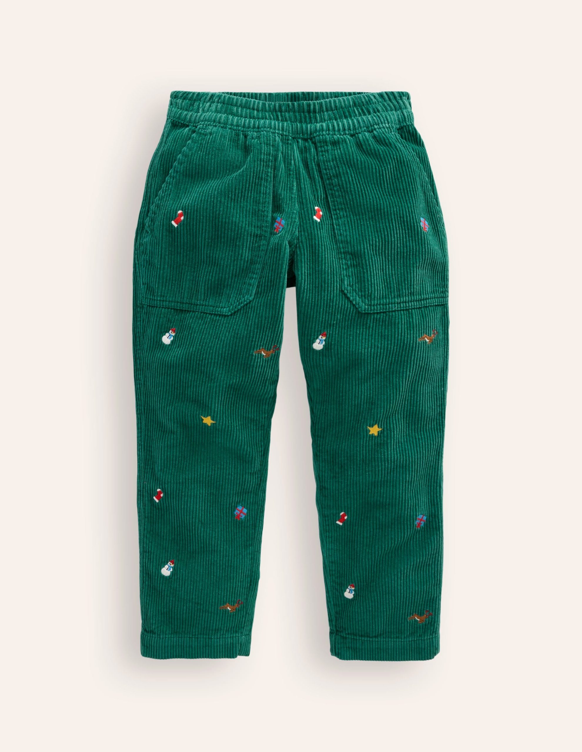Pull-On Cord Pants-Festive Embroidery - Image 2