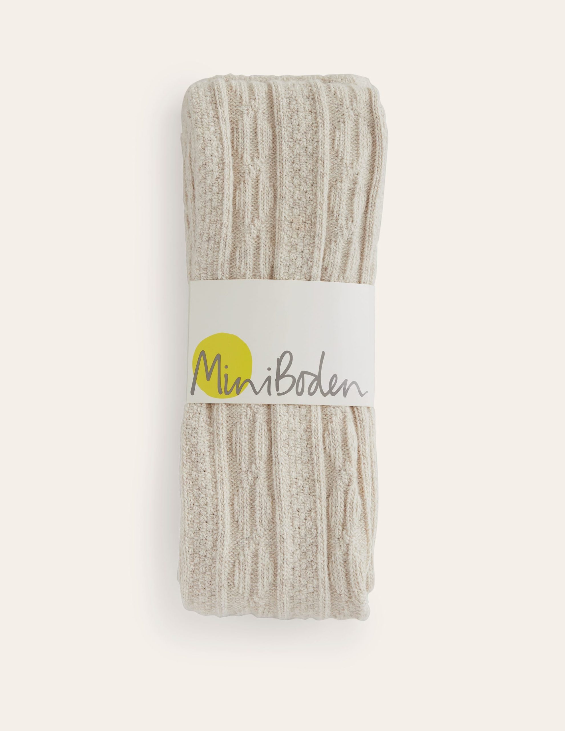 Cable Footless Tights-Oatmeal Marl - Image 2