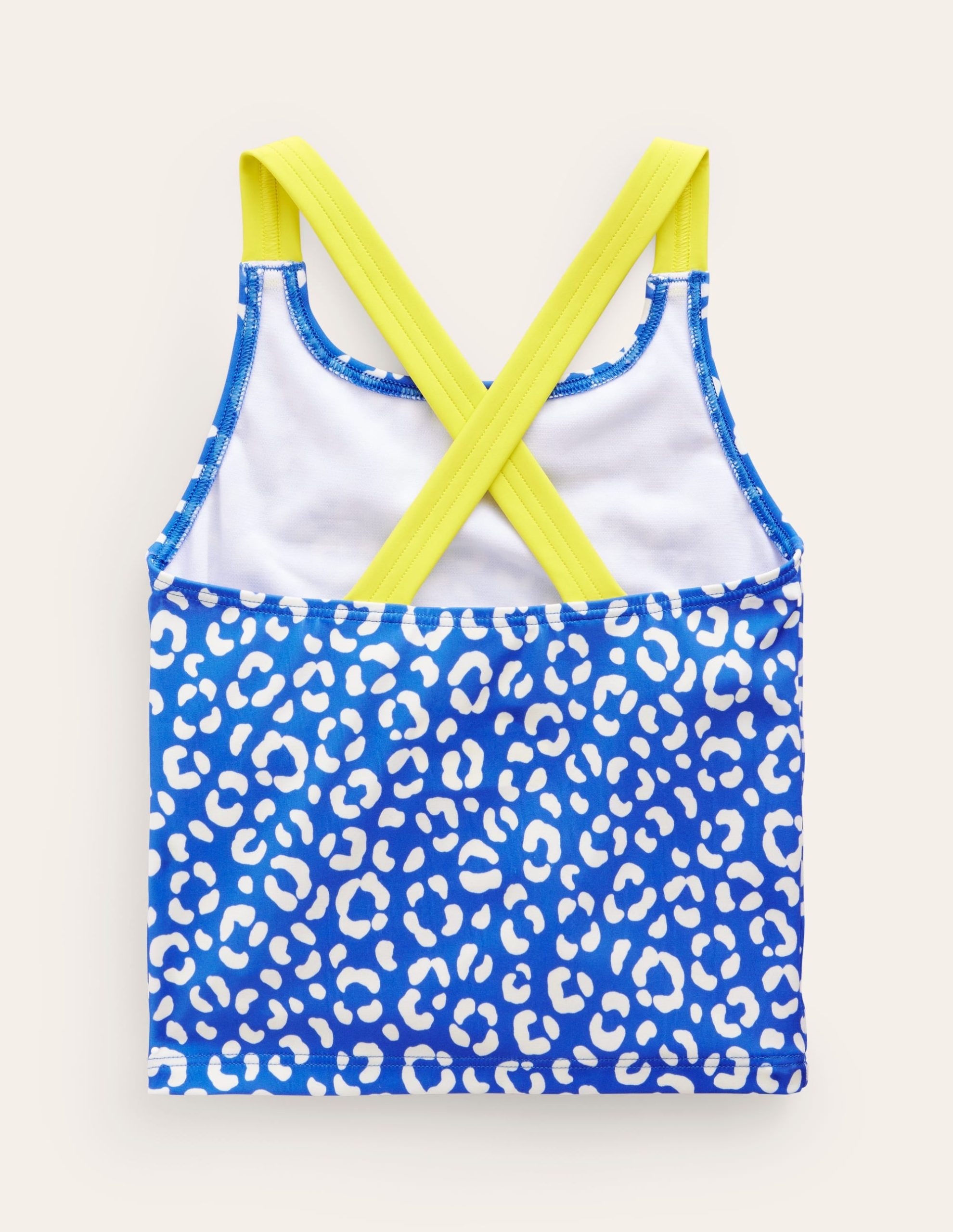 Cross Back Tankini Top-Blue Leopard - Image 2