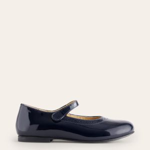 Leather Mary Janes-Navy Patent