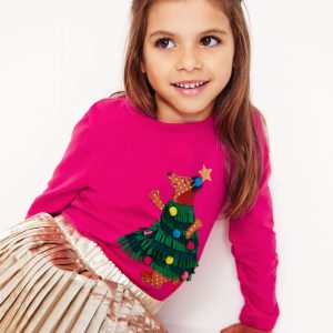 Appliqu?? Long Sleeve Top-Tickled Pink Dog