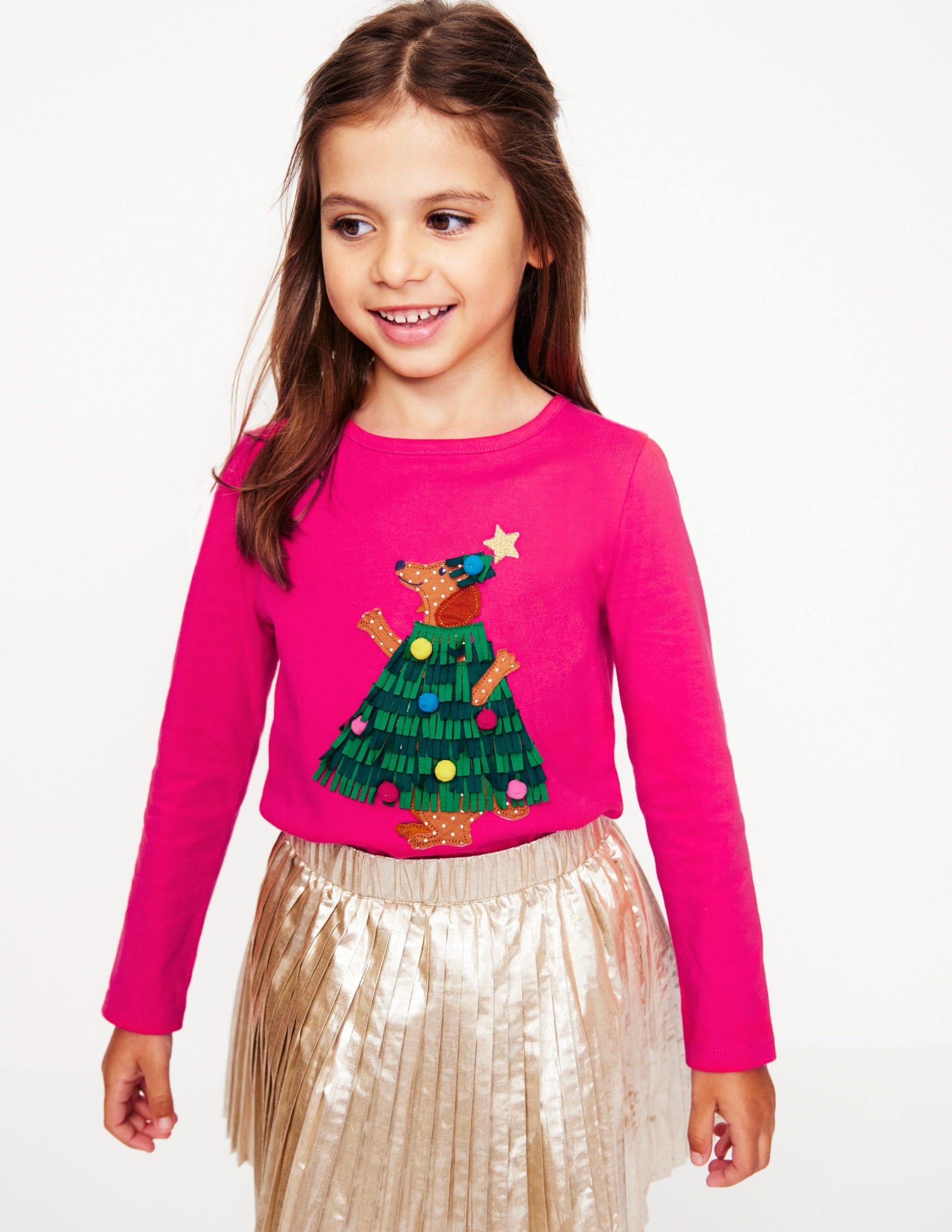 Appliqu?? Long Sleeve Top-Tickled Pink Dog - Image 3