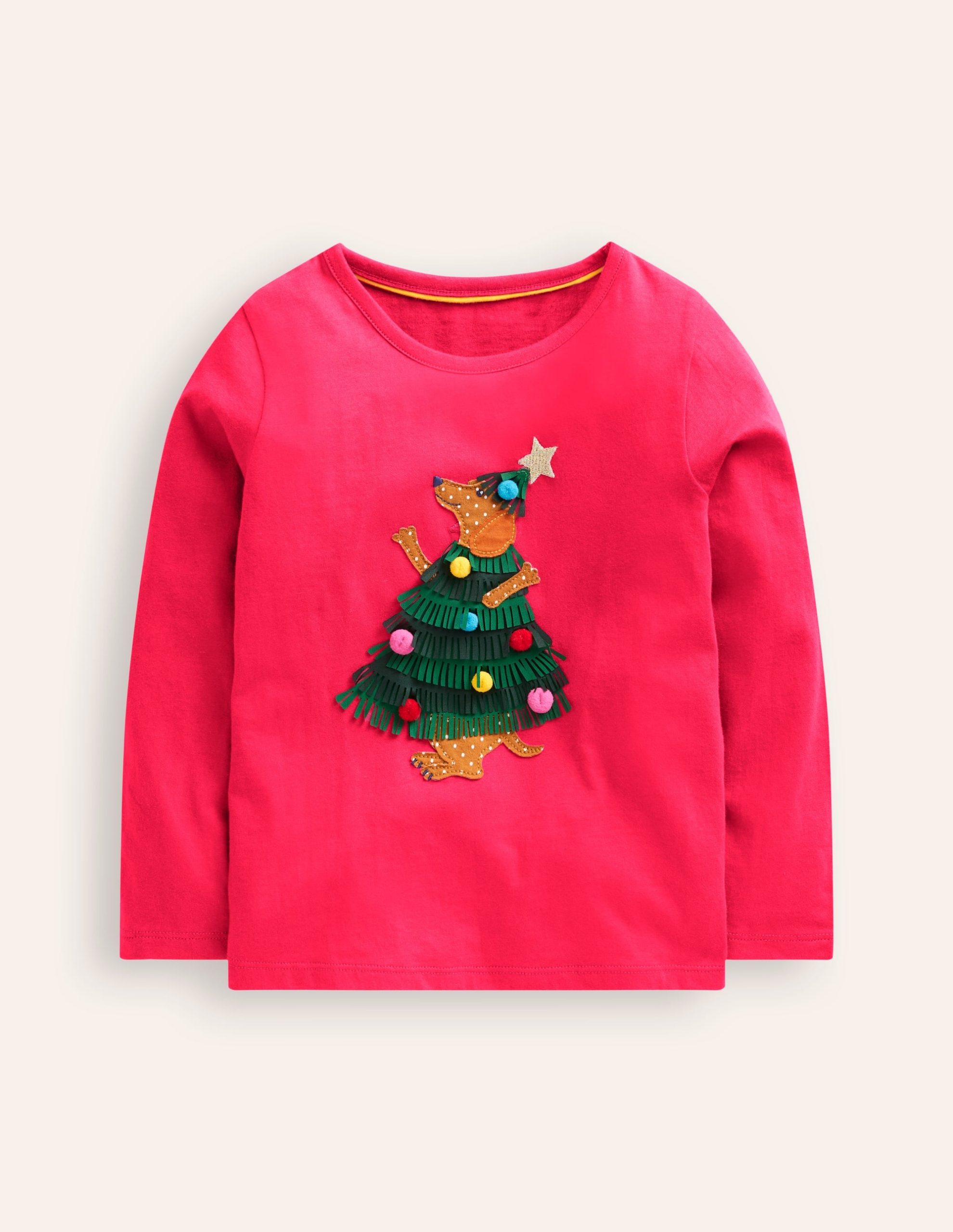 Appliqu?? Long Sleeve Top-Tickled Pink Dog - Image 4