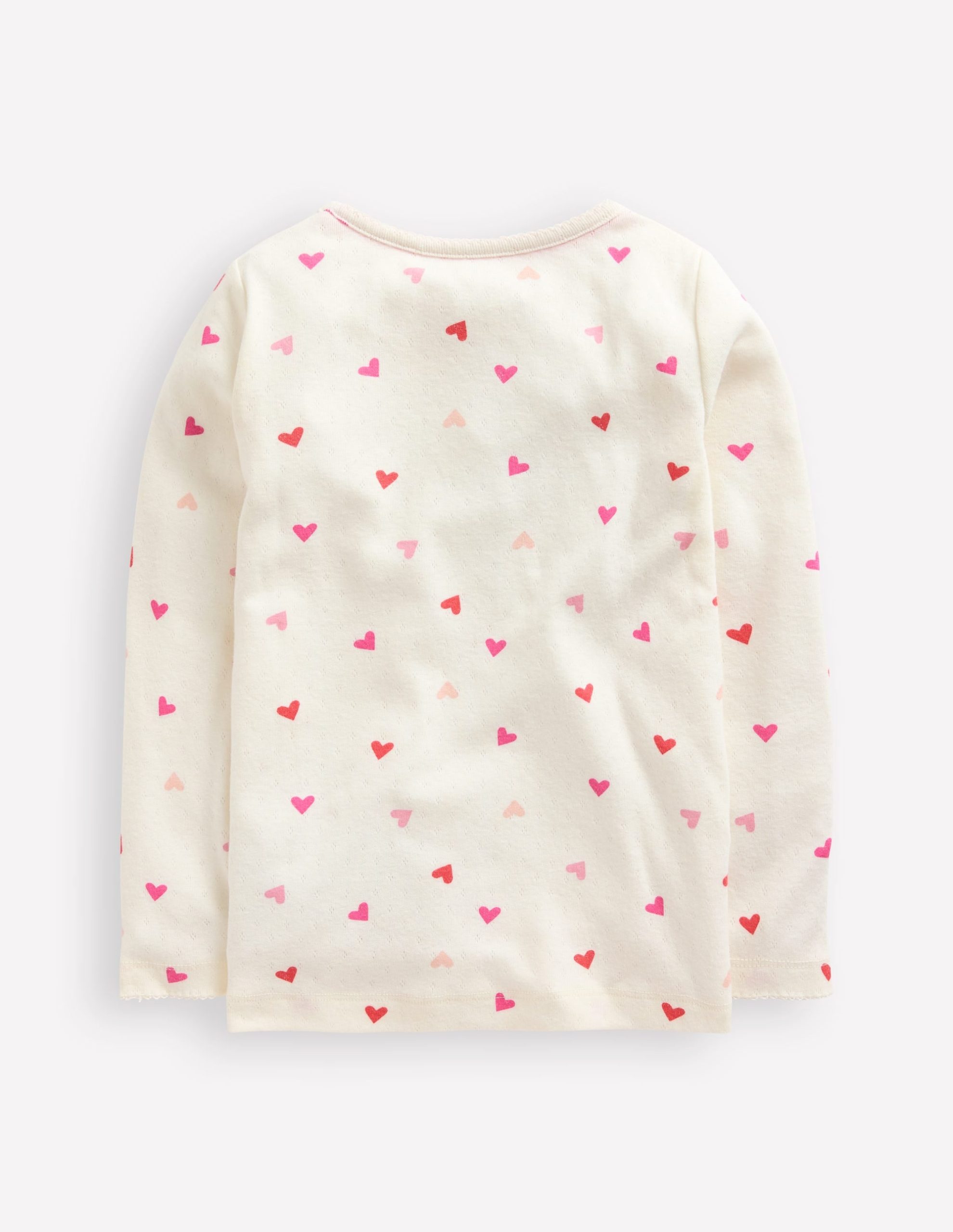Long Sleeve Pointelle Top-Soft Ivory Hearts - Image 2