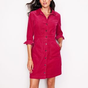 Flora Cord Shirt Dress-Cherries Jubilee
