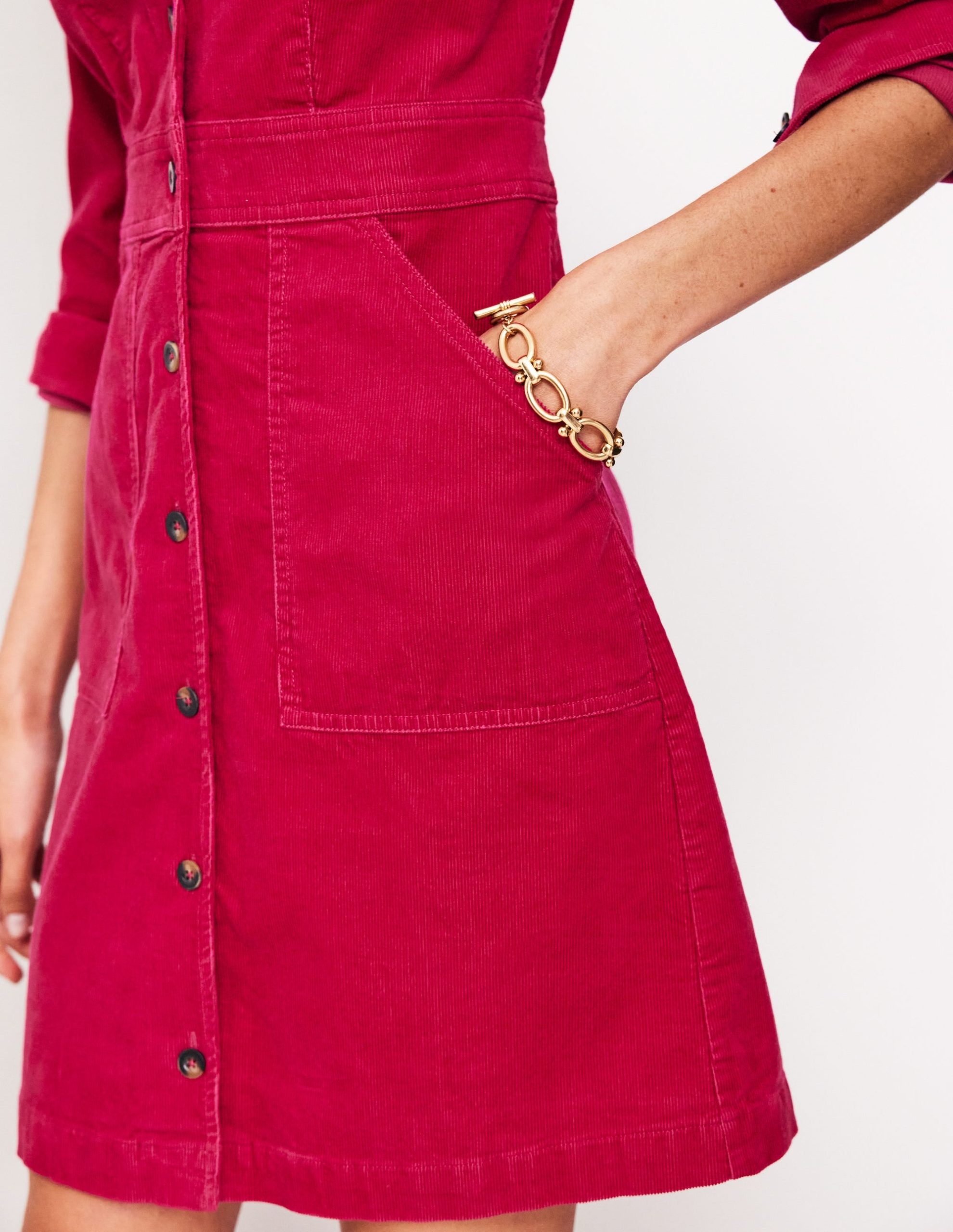 Flora Cord Shirt Dress-Cherries Jubilee - Image 2