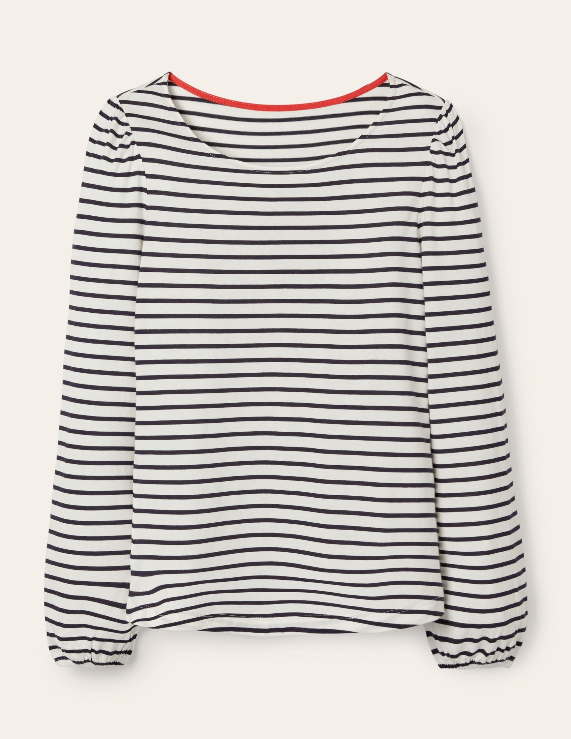 Supersoft Long Sleeve Top-Ivory. Navy - Image 5