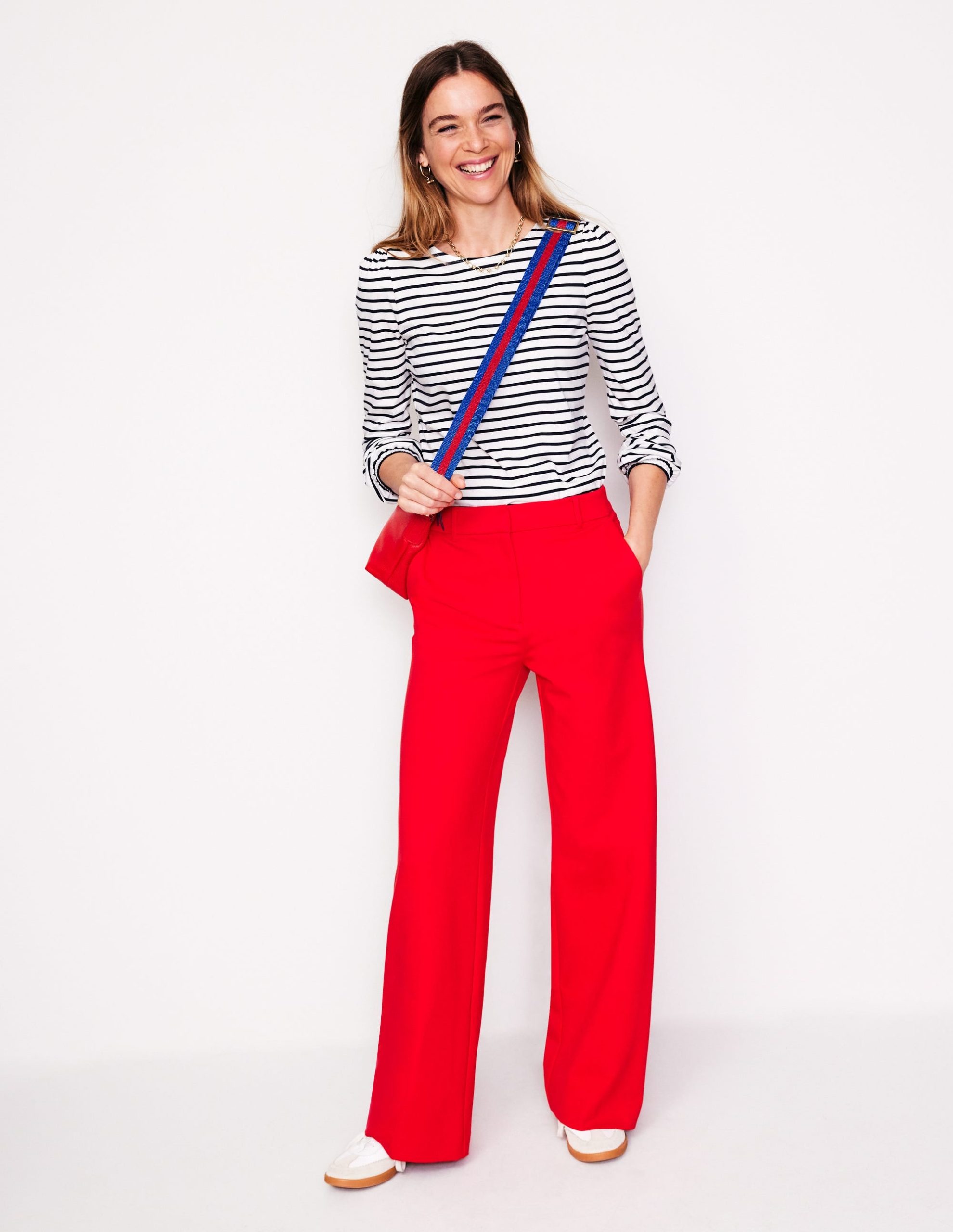 Supersoft Long Sleeve Top-Ivory. Navy - Image 4