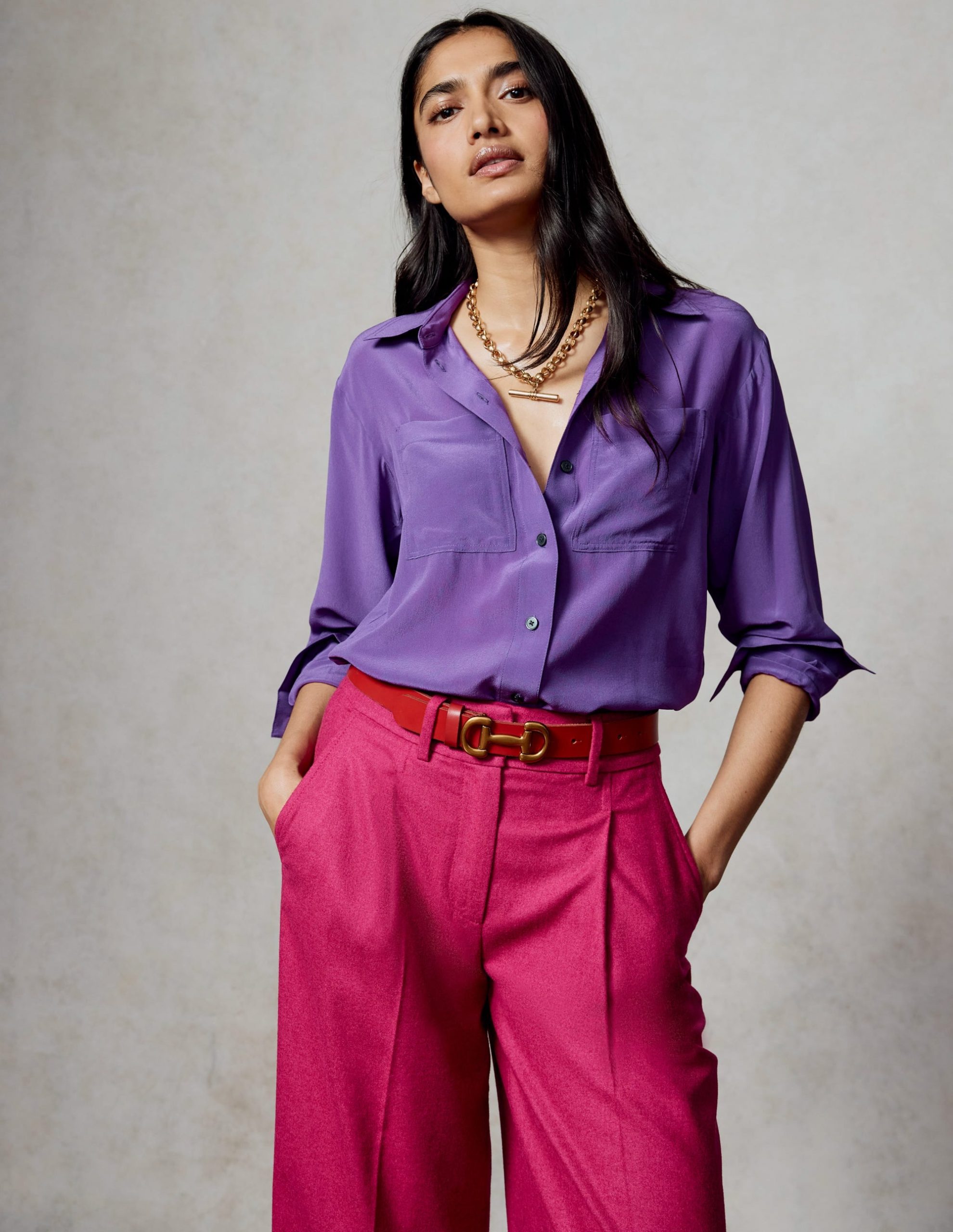 Connie Relaxed Silk Shirt-Royal Purple - Image 7