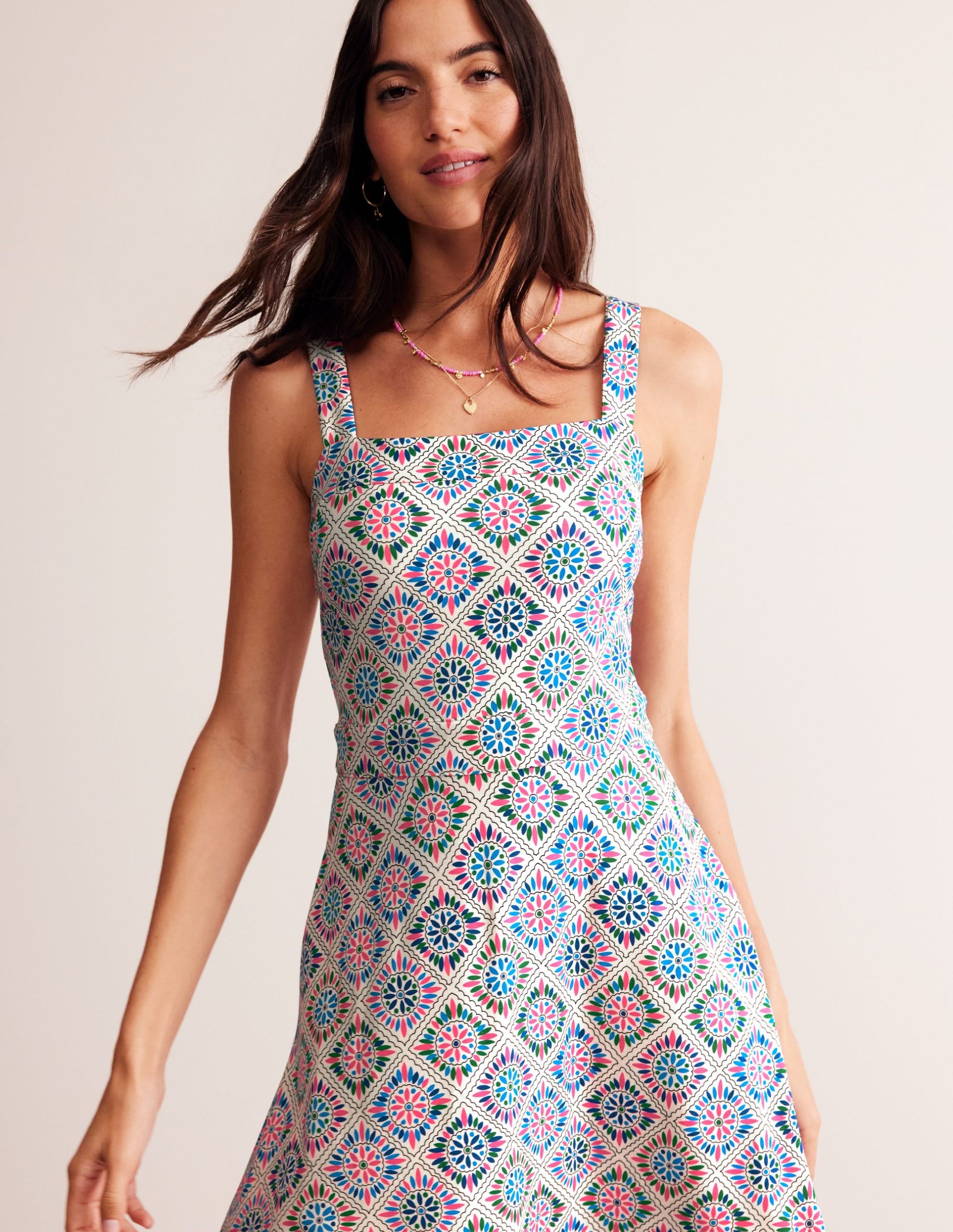 Bridget Ponte Midi Dress-Multi. Painterly Geo