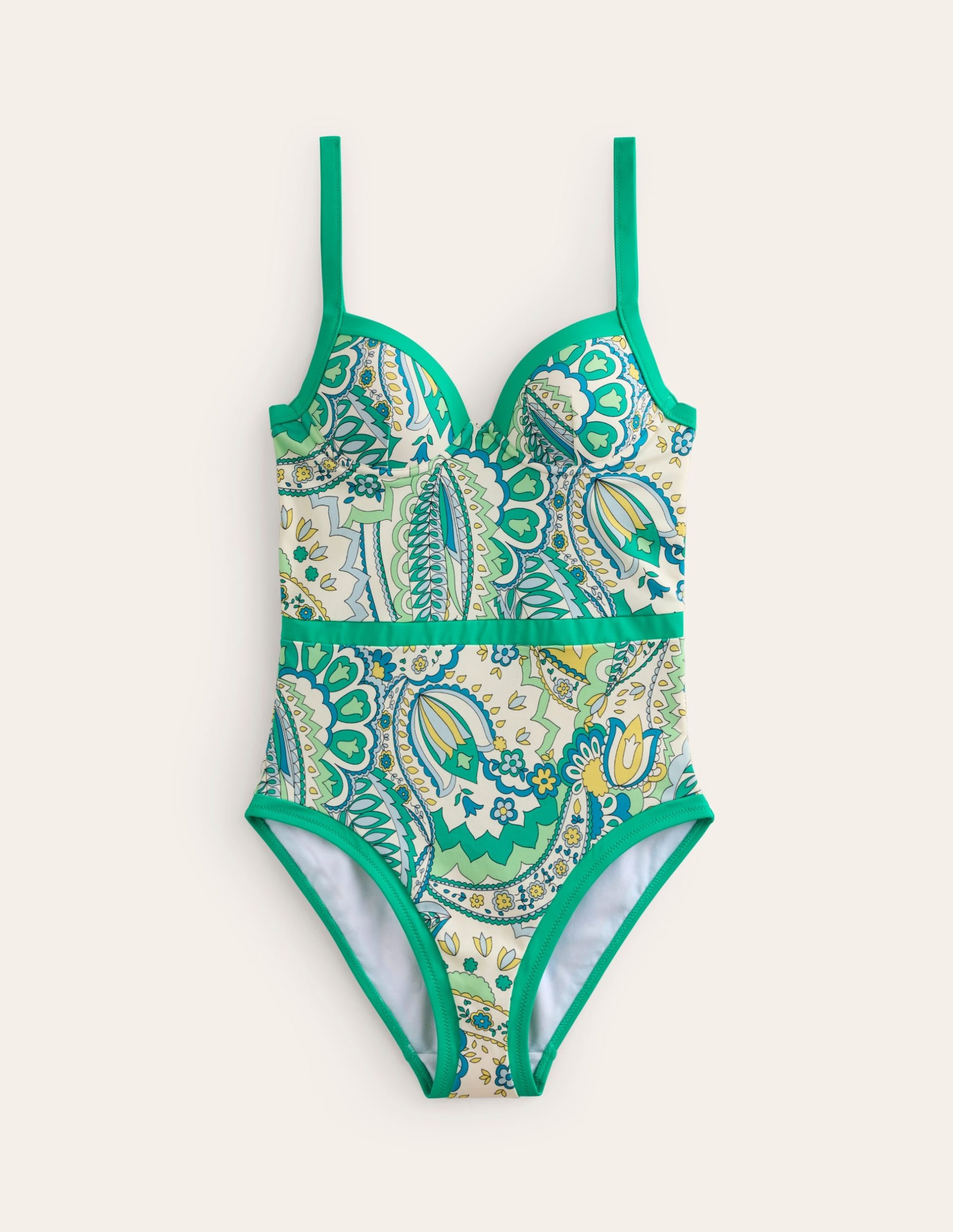Colour Pop Cup Size Swimsuit-Emerald. Foliage Paisley - Image 6