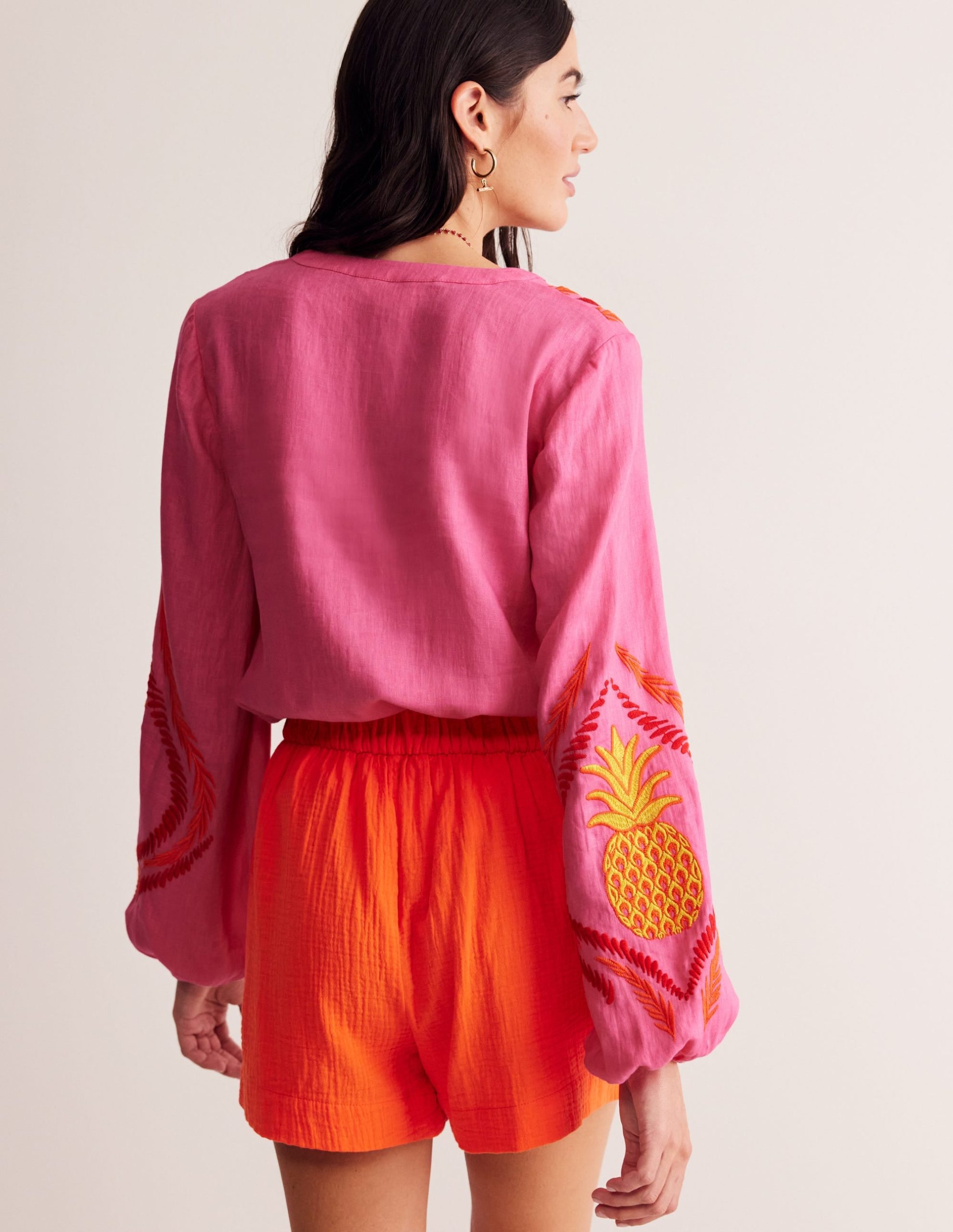 Bonnie Linen Top-Sangria Sunset. Pineapple - Image 3