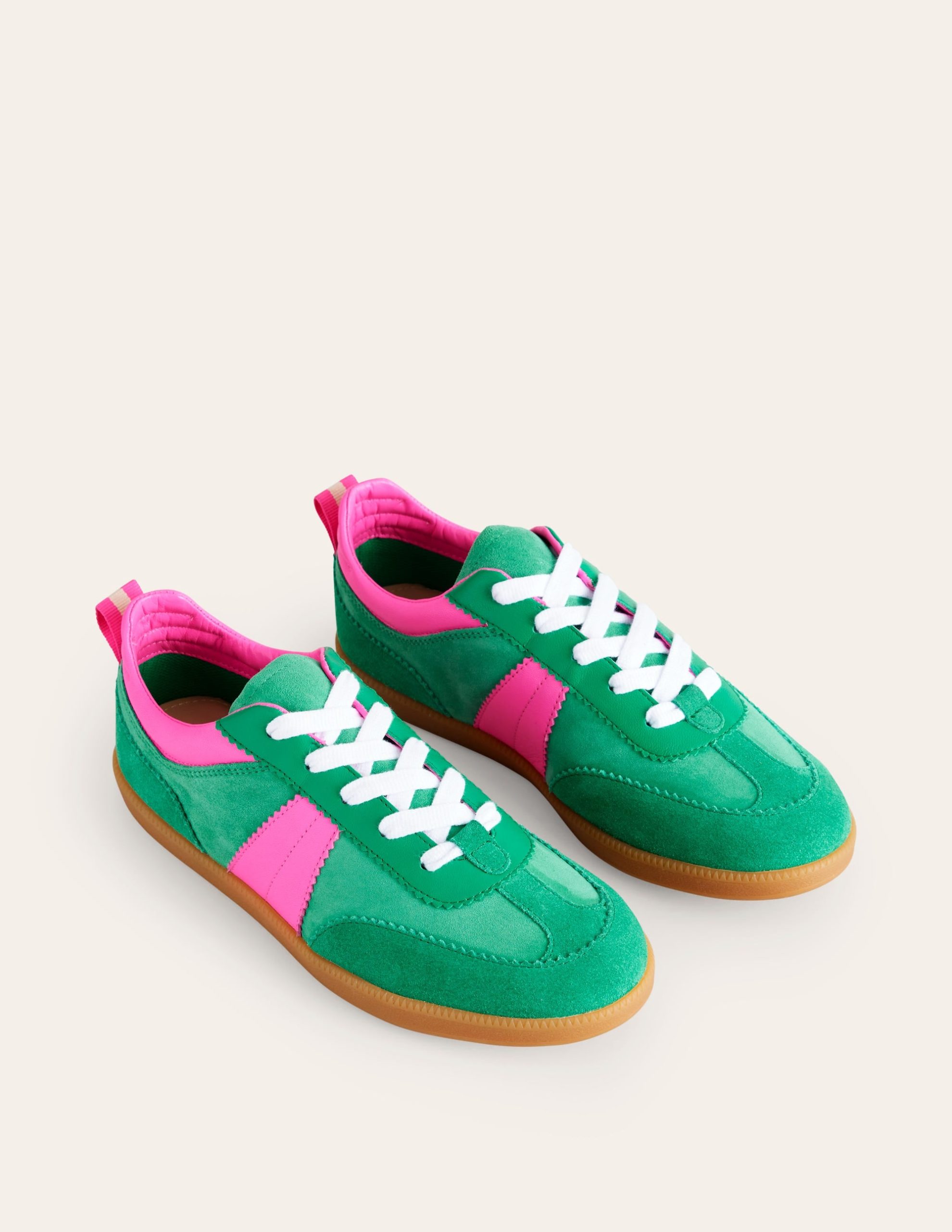 Erin Retro Tennis Trainers-Green Colourblock - Image 3