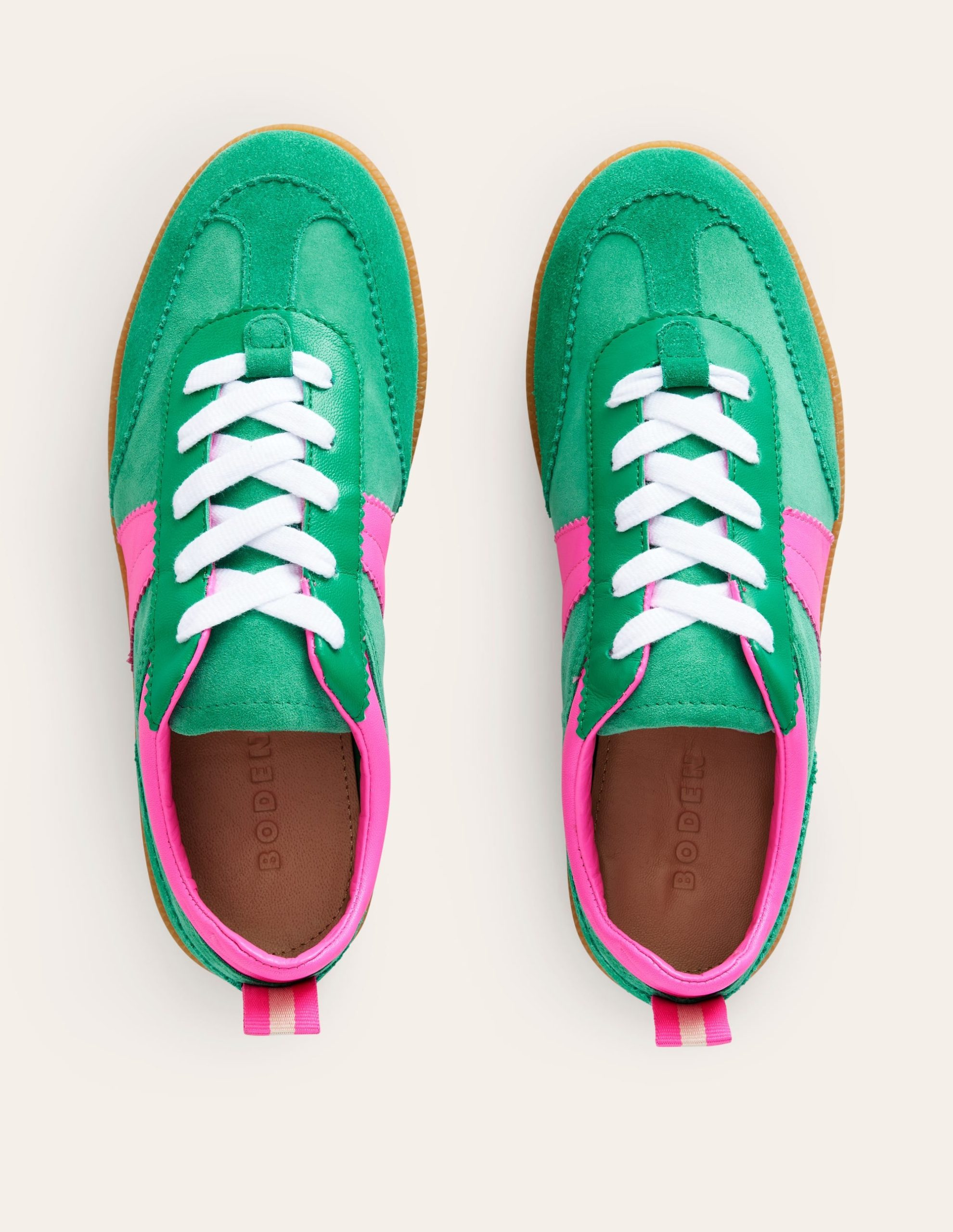 Erin Retro Tennis Trainers-Green Colourblock - Image 5