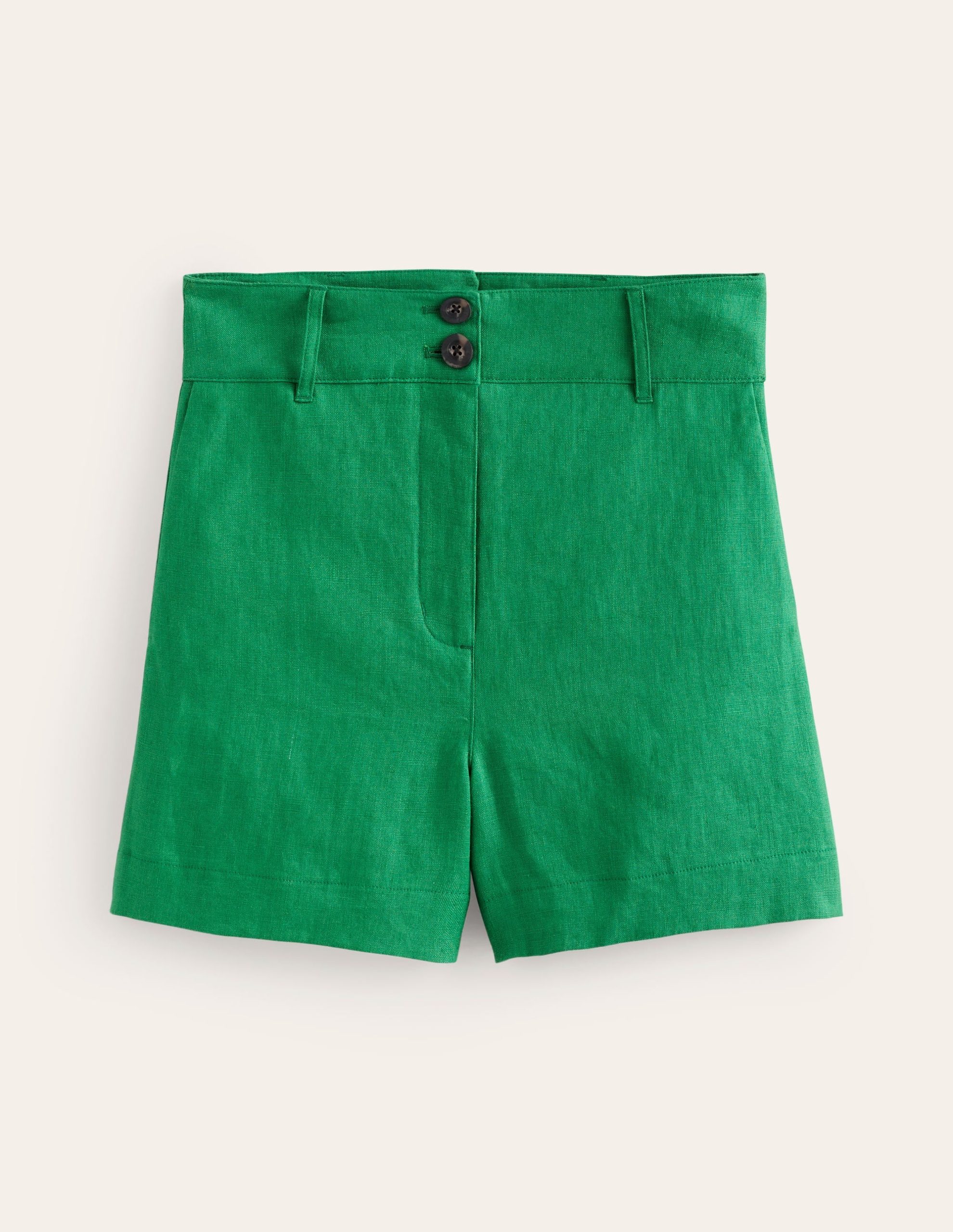 Westbourne Linen Shorts-Green Tambourine - Image 6