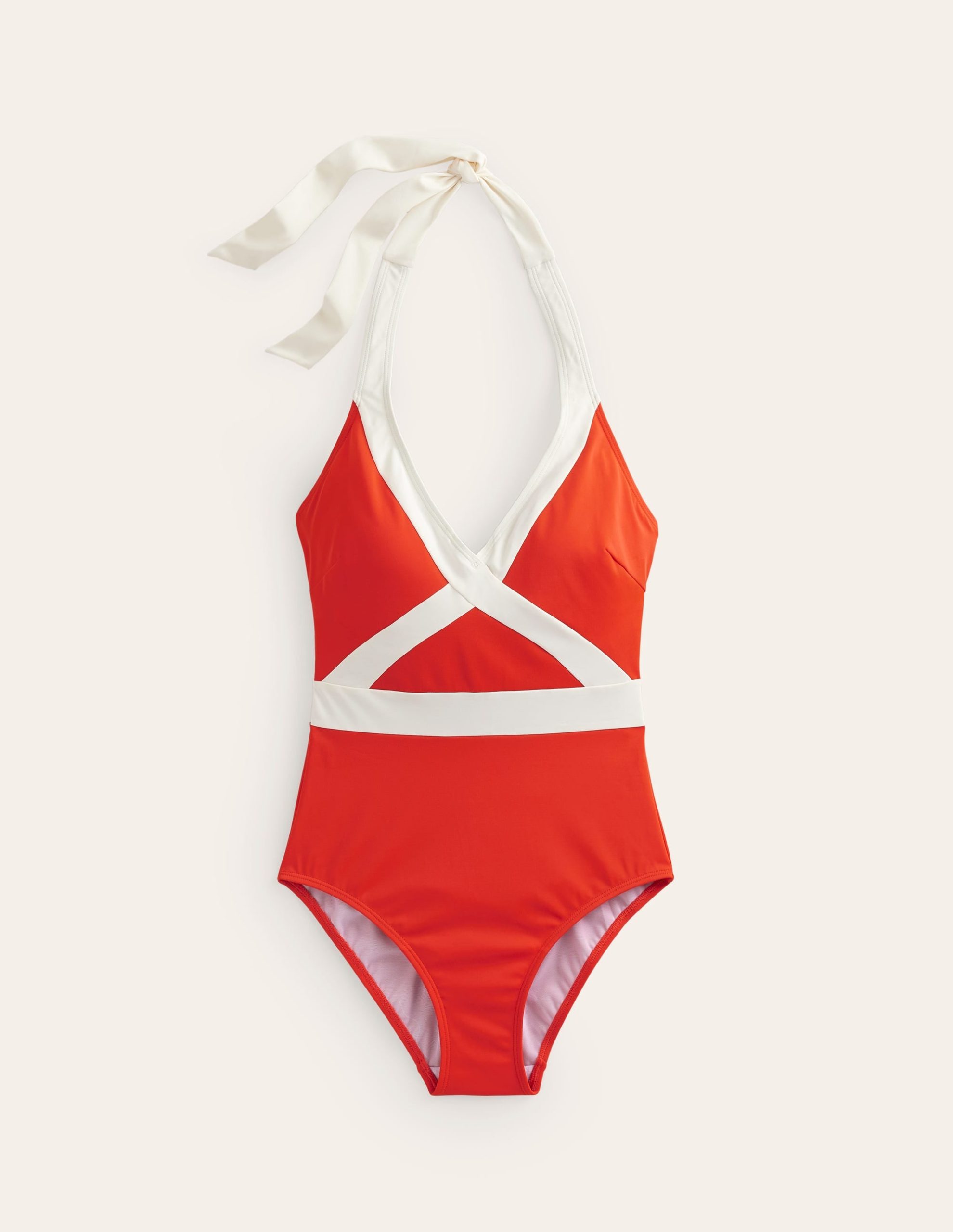 Kefalonia Halterneck Swimsuit-Fiesta/ Ivory Colourblock - Image 6
