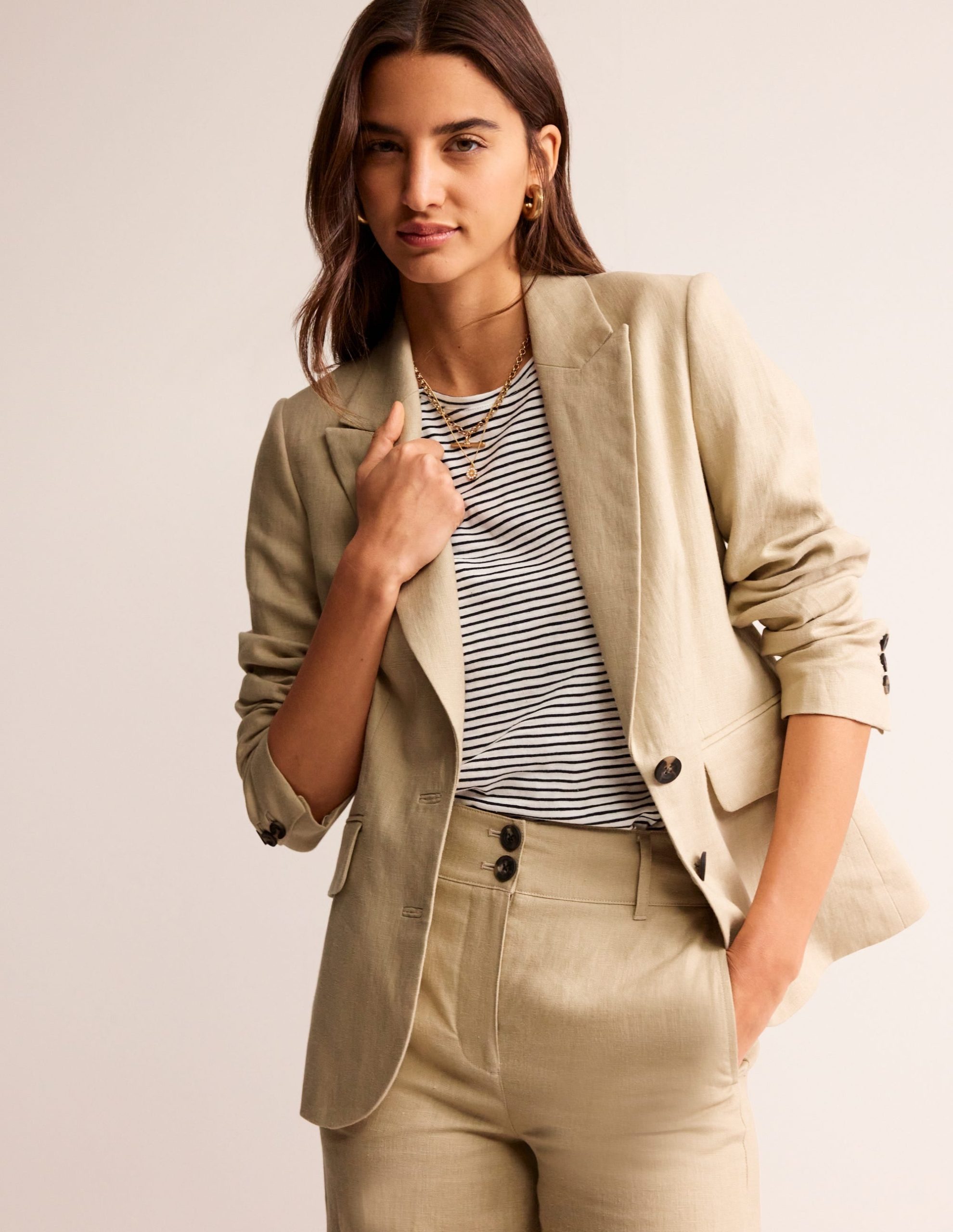 Marylebone Linen Blazer-Neutral - Image 4