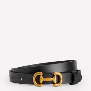Iris Skinny Snaffle Trim Belt-Black