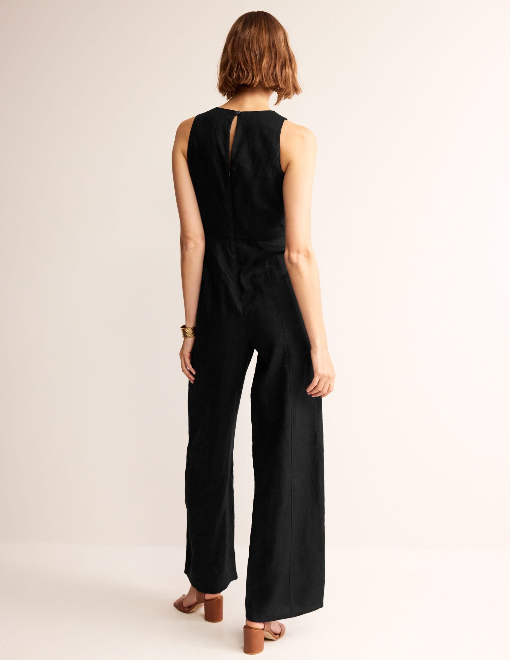 Carla Linen Jumpsuit-Black - Image 3