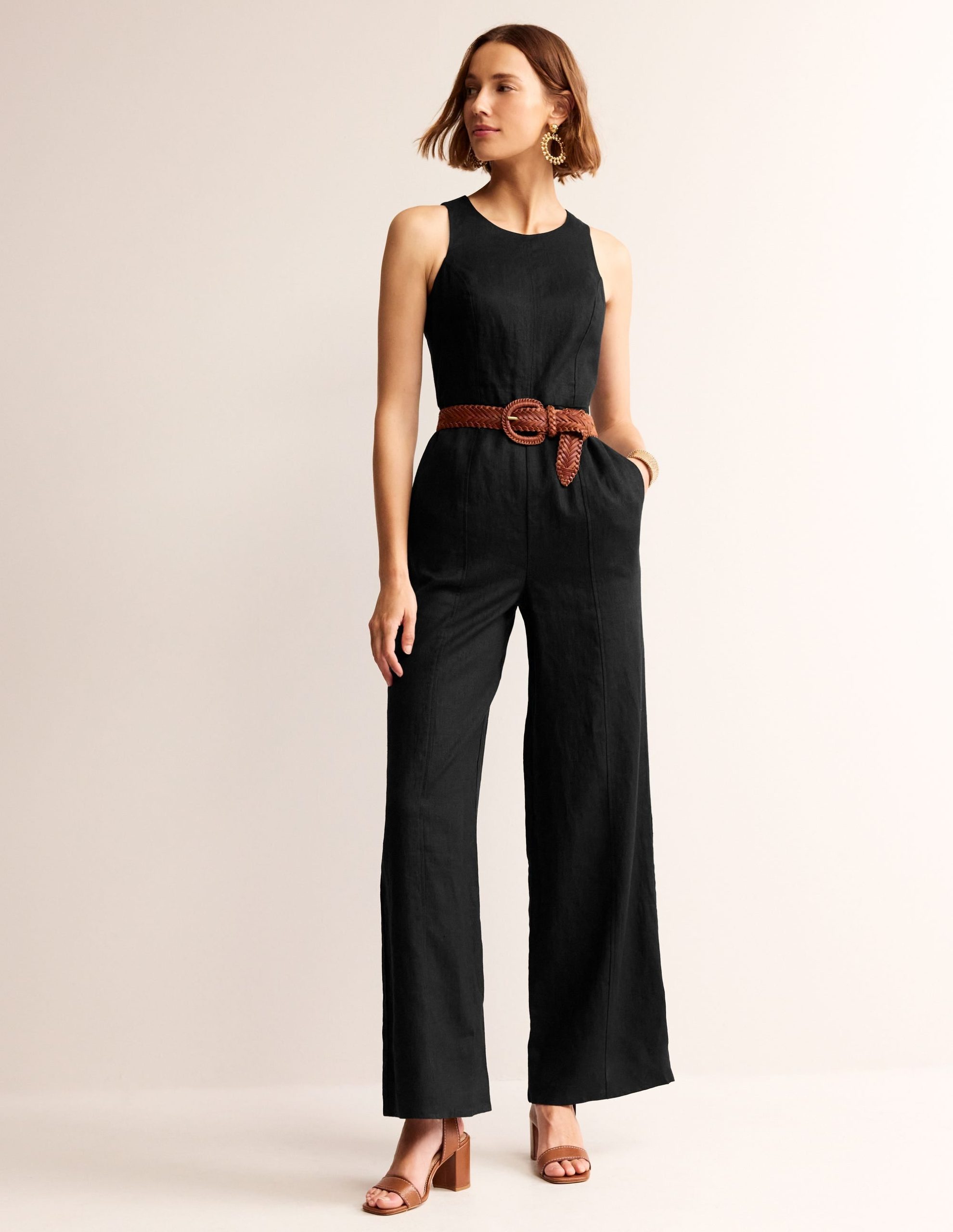 Carla Linen Jumpsuit-Black - Image 4