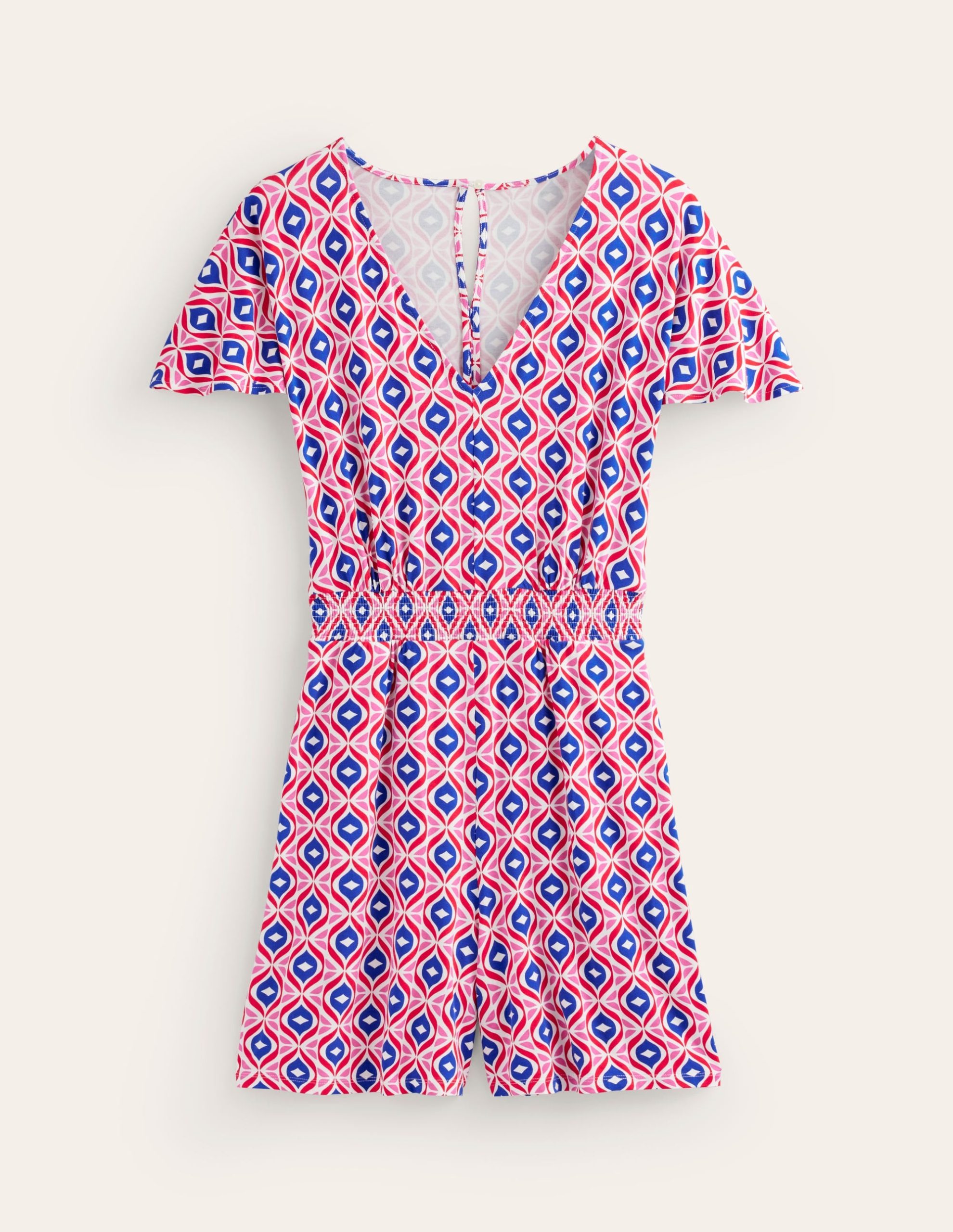 Smocked Jersey Playsuit-Rubicondo. Diamond Wave - Image 5