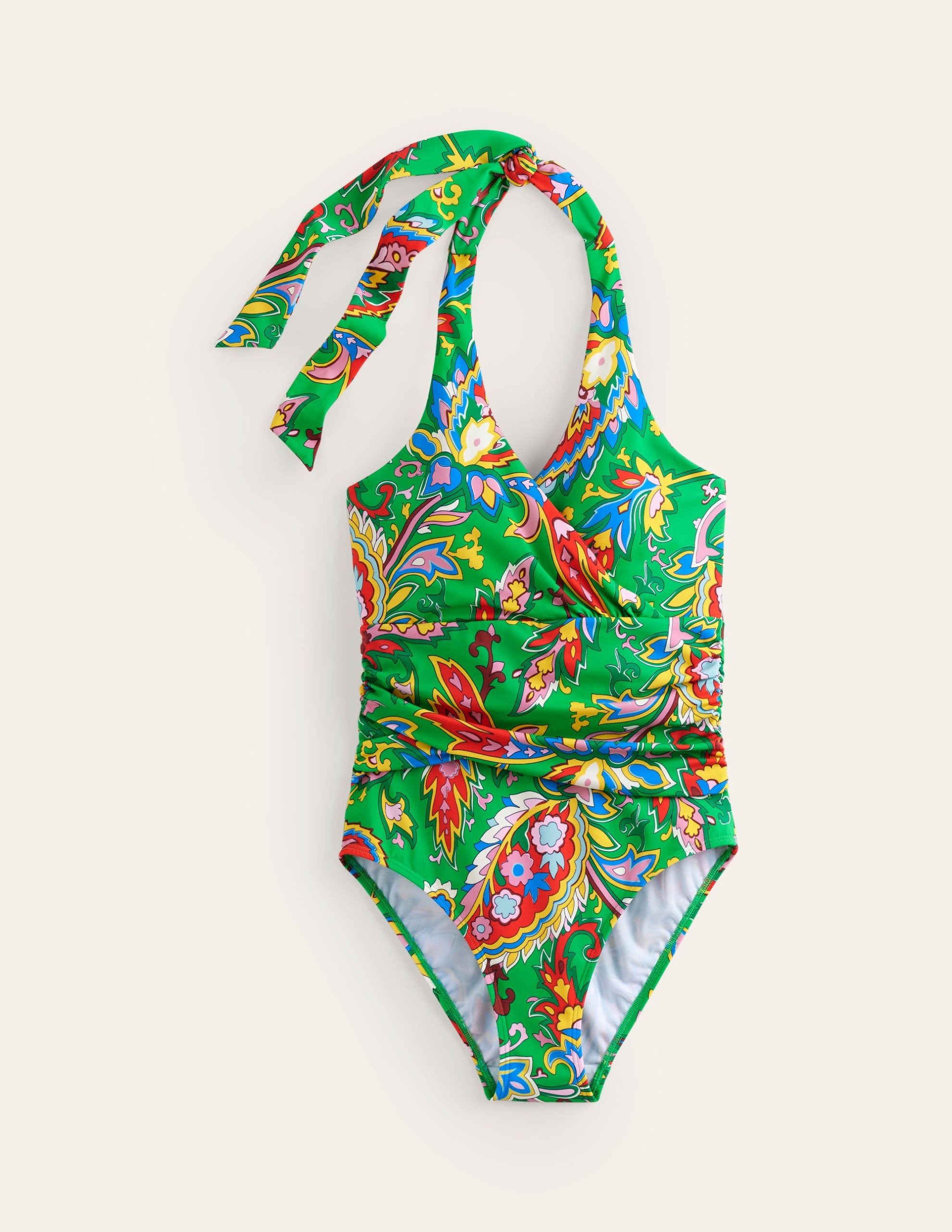 Levanzo Halter Swimsuit-Kelly Green. Paisley Azure - Image 5