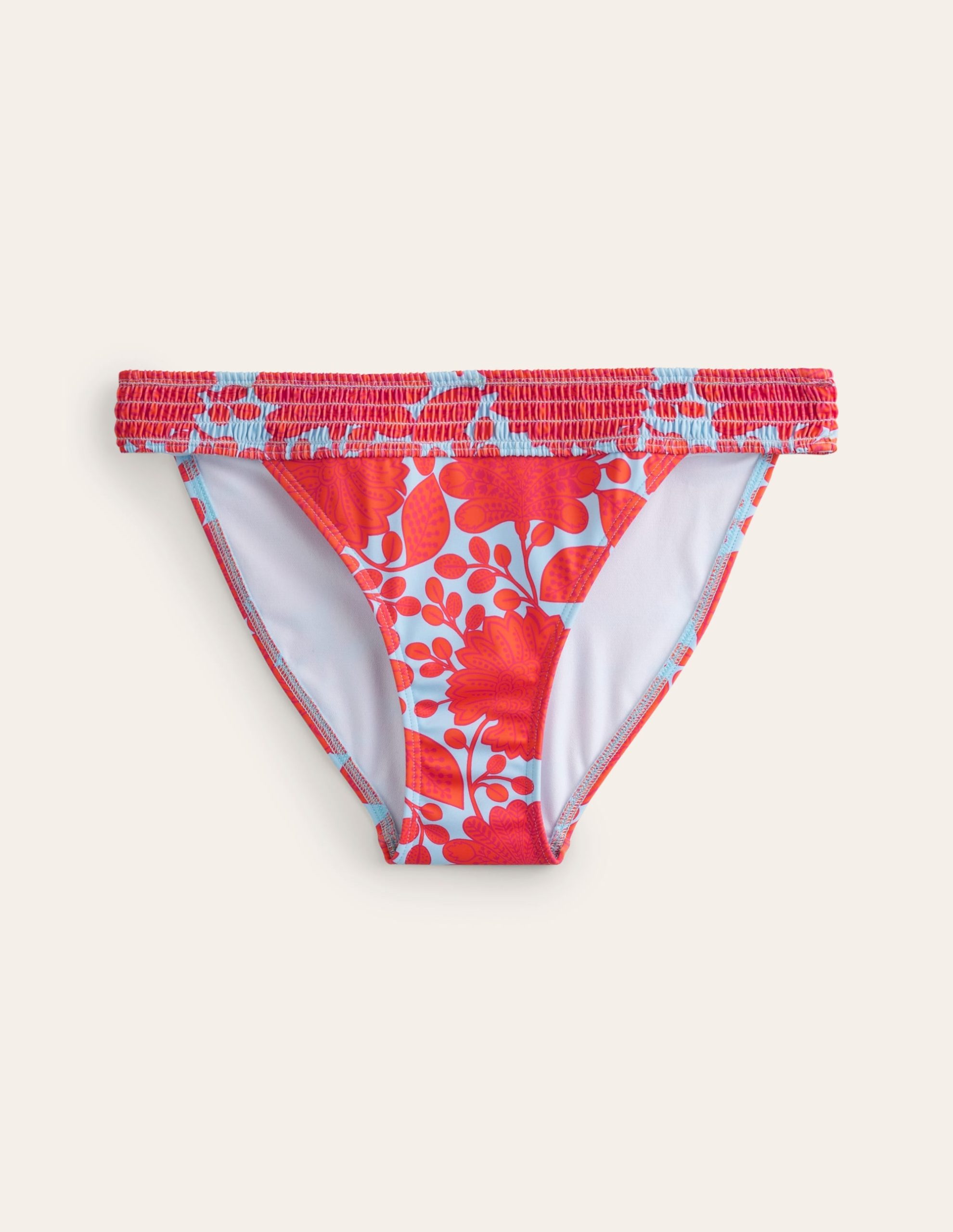 Milos Smocked Bikini Bottoms-Fire Cracker. Gardenia Swirl - Image 6