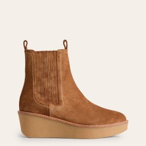 Wedge Ankle Boots-Tan