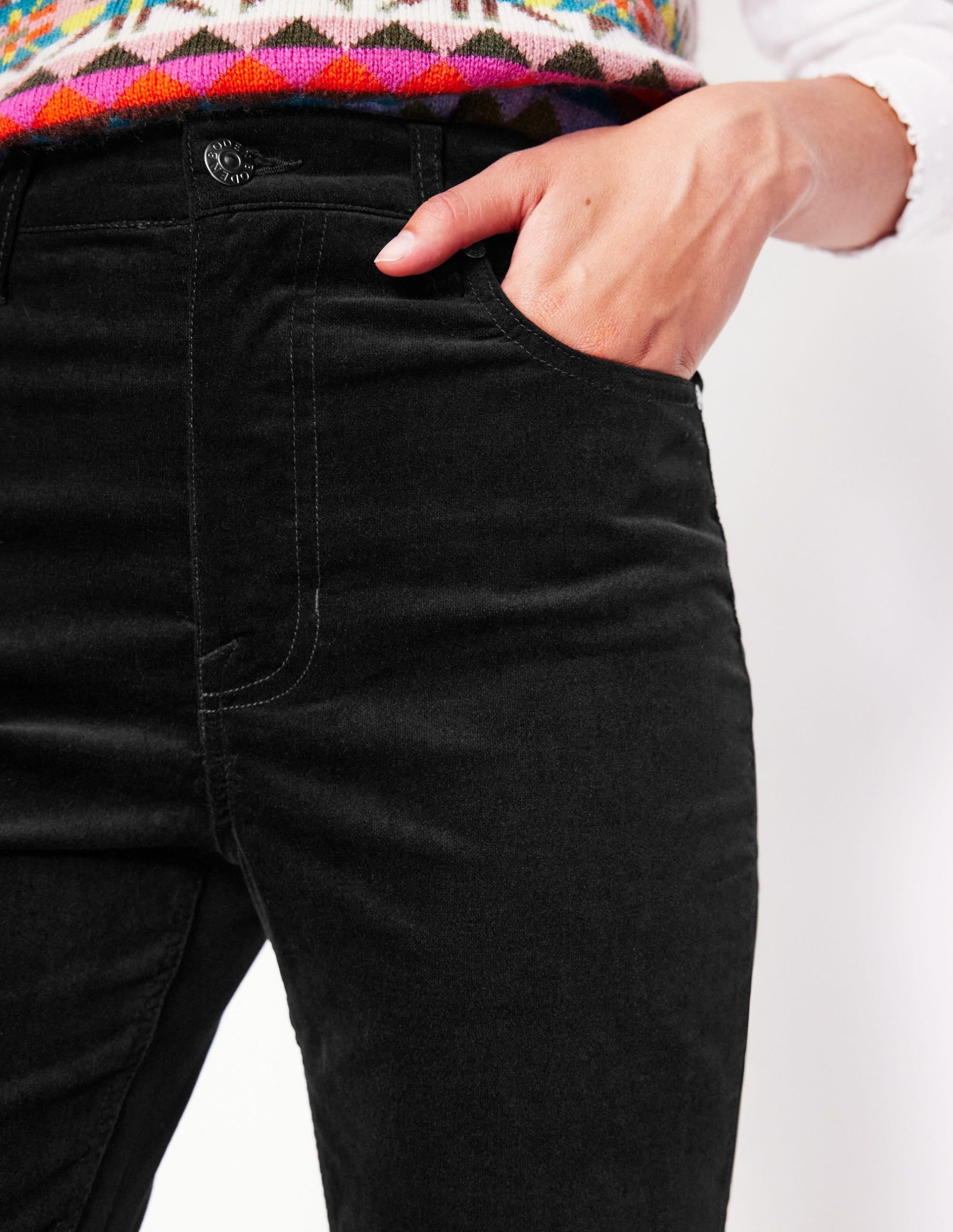 Velveteen 5 Pocket Jeans-Black - Image 5