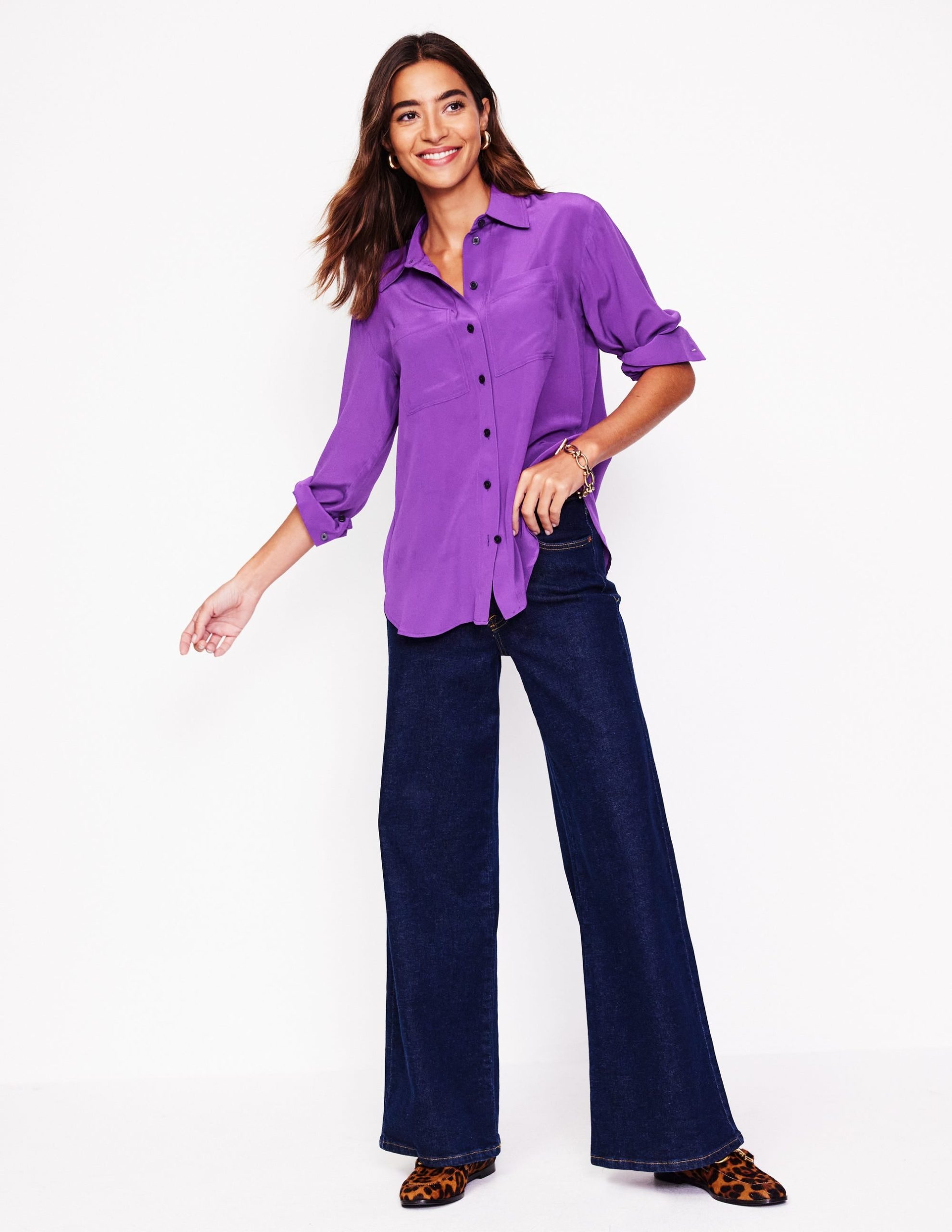 Connie Relaxed Silk Shirt-Royal Purple - Image 6