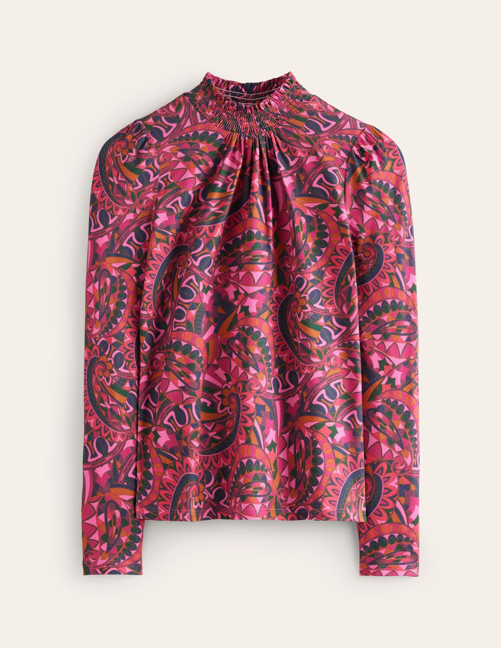 Smocked Neck Printed Top-Jam. Kaleidoscopic Paisley - Image 5