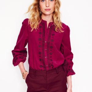 Theodora Cord Blouse-Cherry Jam