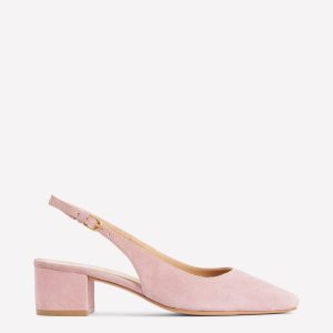 Ailsa Block Heel Slingbacks-Almond Pink Suede