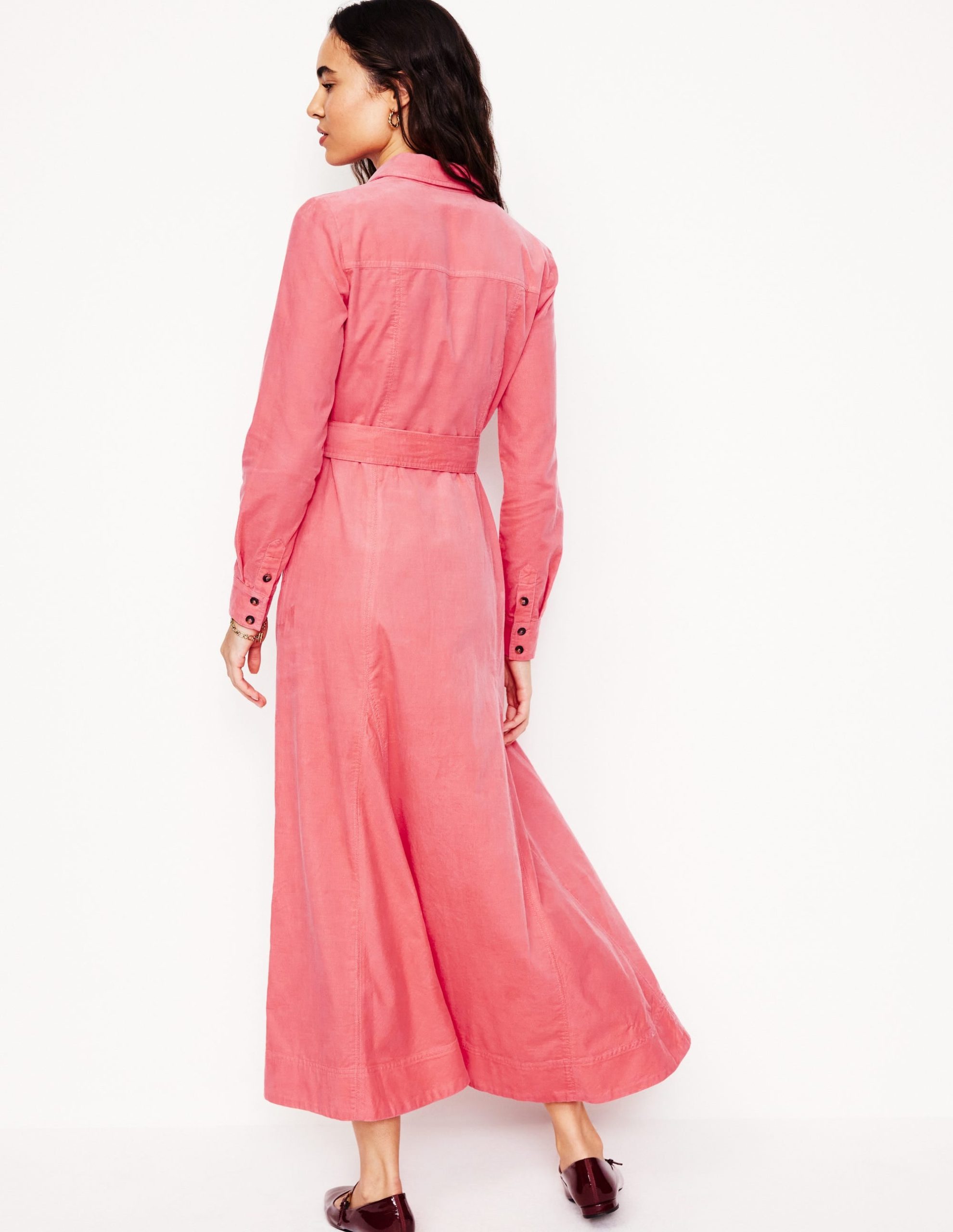 Mila Cord Midi Shirt Dress-Azalea Pink - Image 3