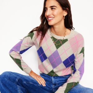 Lydia Cashmere Jumper-Multi. Camel