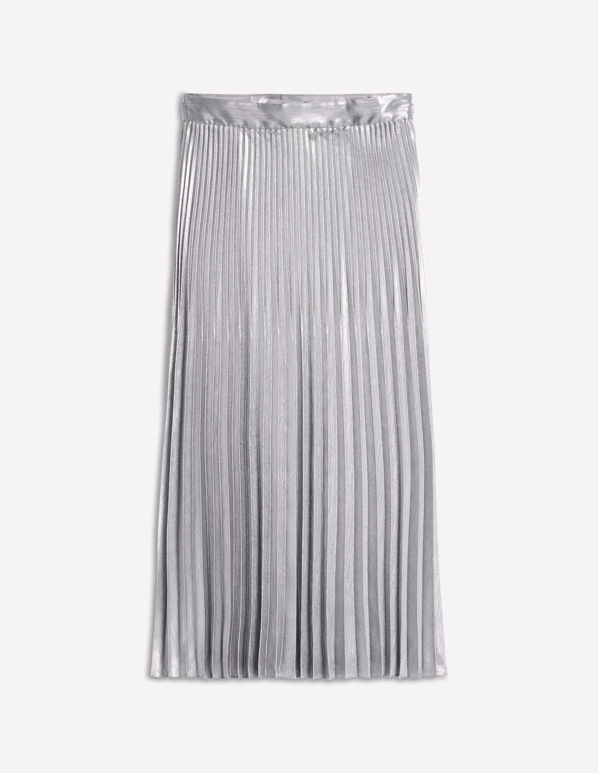 Camilla Metallic Midi Skirt-Silver - Image 6