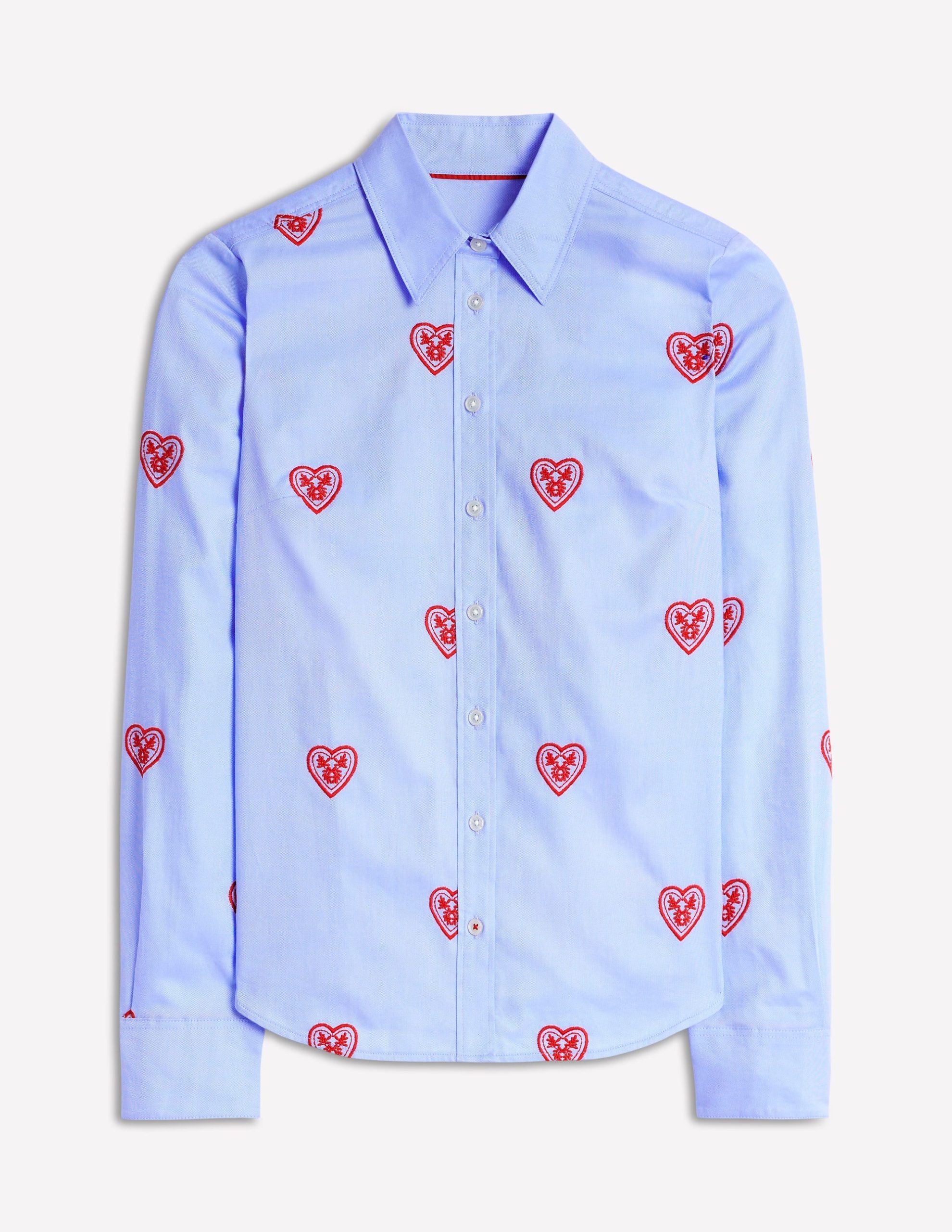 Sienna Interest Cotton Shirt-Blue Oxford. Hearts - Image 5
