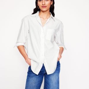 Sadie Relaxed Cotton Shirt-White Oxford