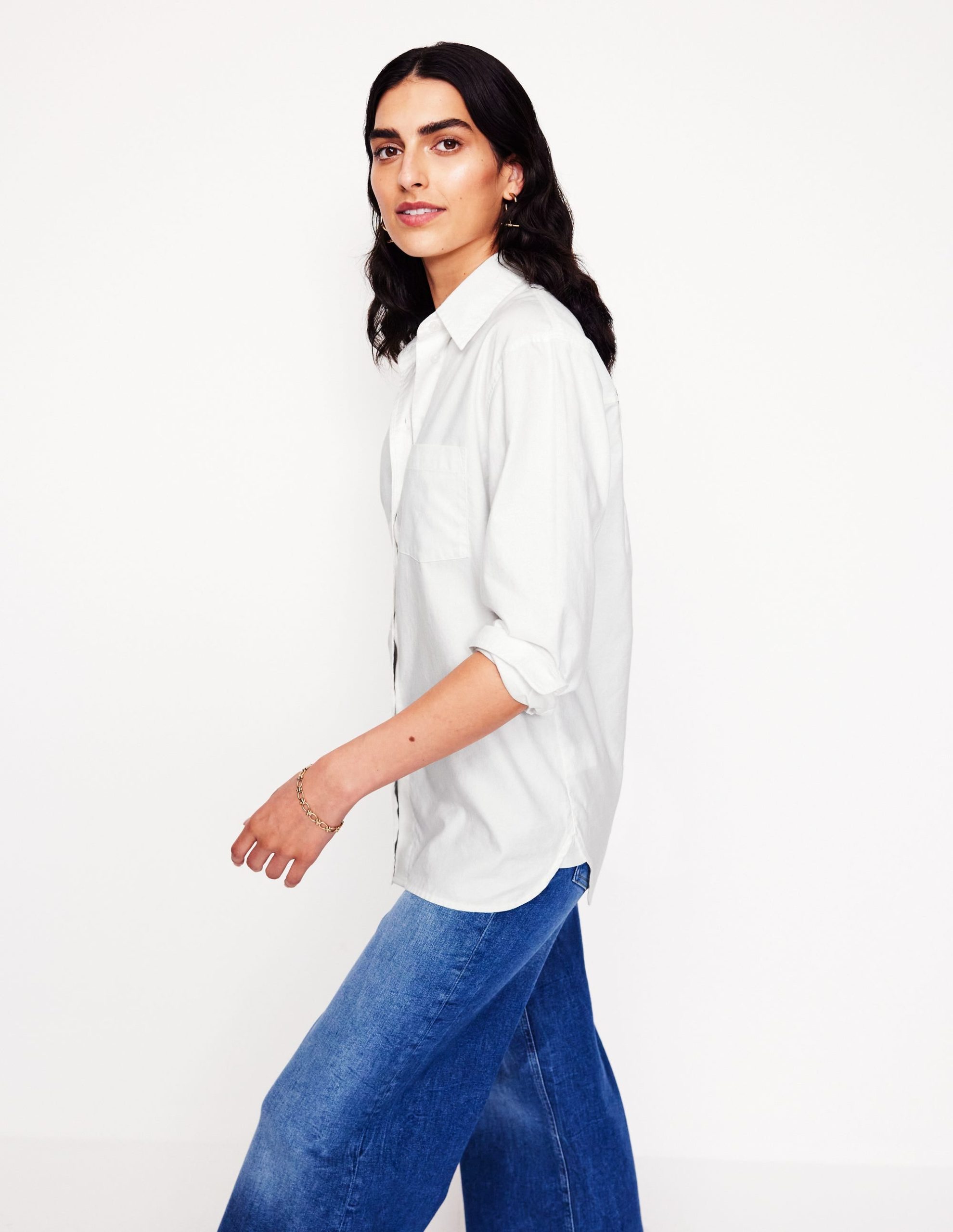 Sadie Relaxed Cotton Shirt-White Oxford - Image 5