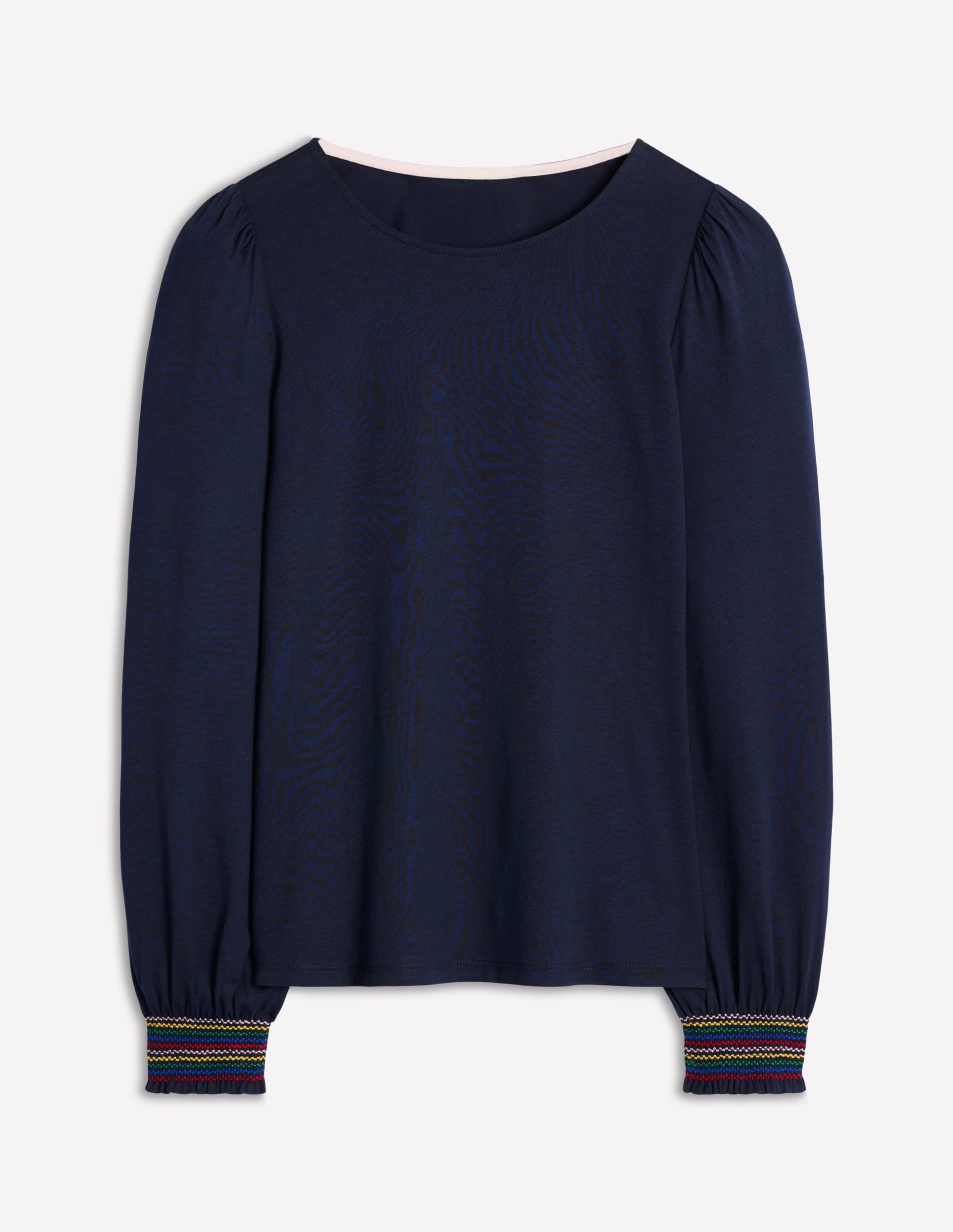 Smocked Cuff Supersoft Top-Navy - Image 5