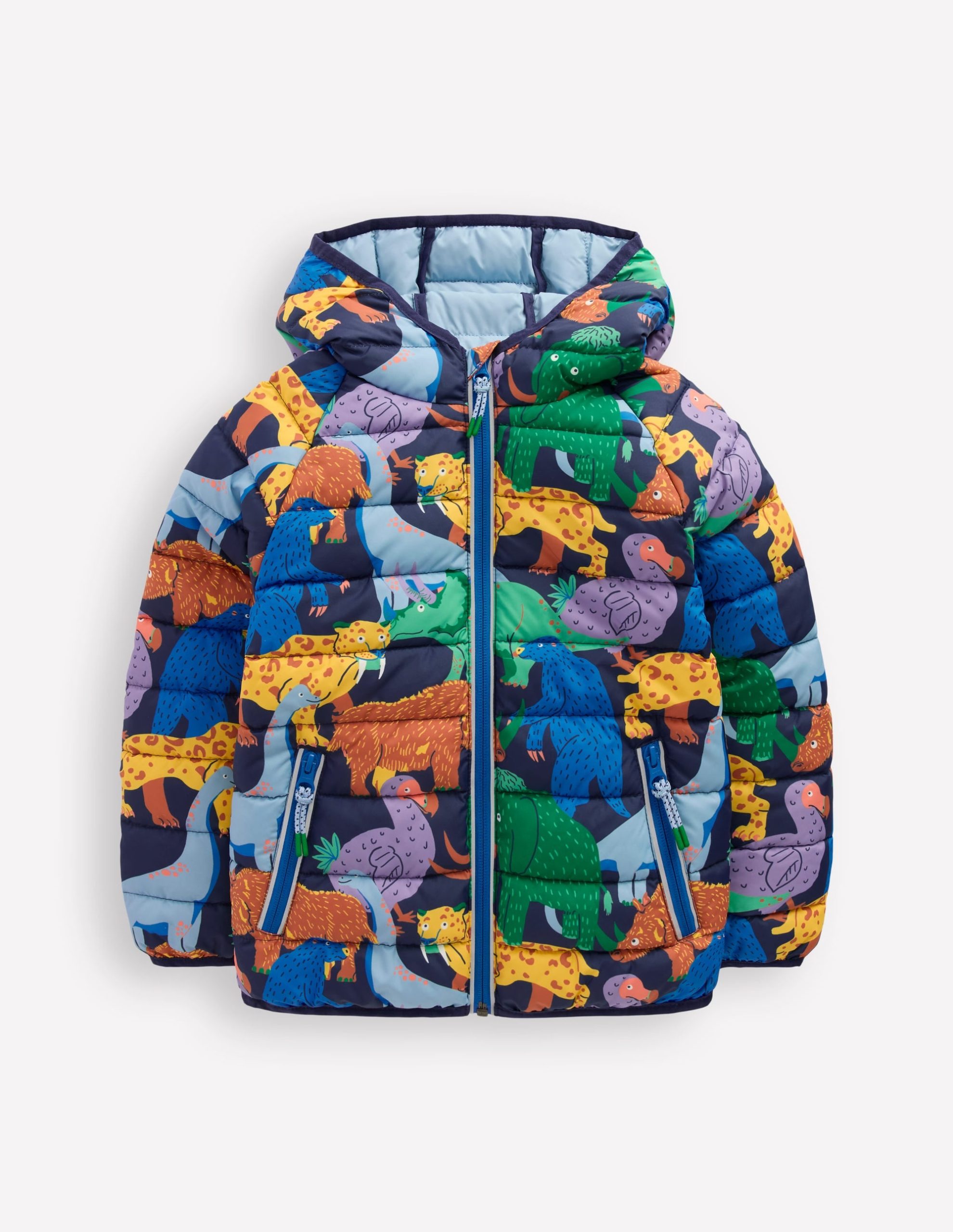 Pack-Away Padded Jacket-Prehistoric Animals